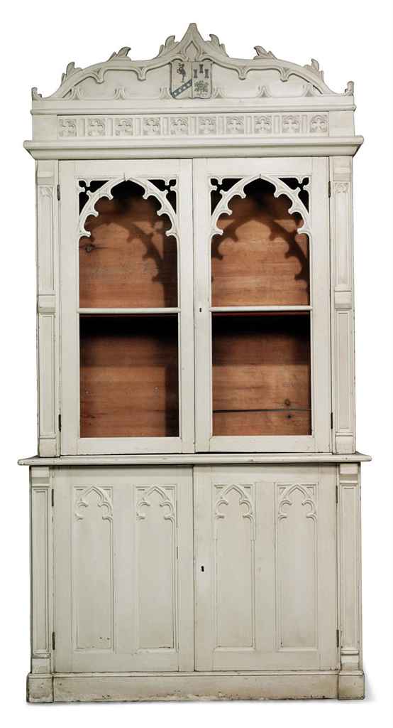 A LATE VICTORIAN WHITE PAINTED BOOKCASE