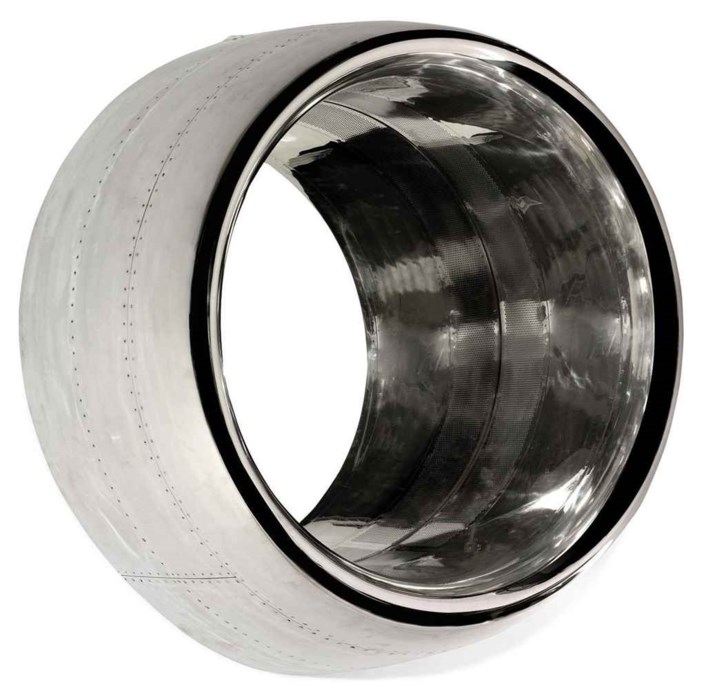 AN ALUMINIUM JET ENGINE COWLING ADAPTED AS A MIRROR , ADAPTED FROM A ...