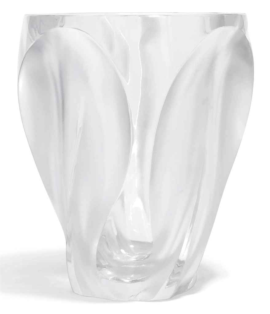 A CLEAR AND FROSTED GLASS MODERN LALIQUE VASE