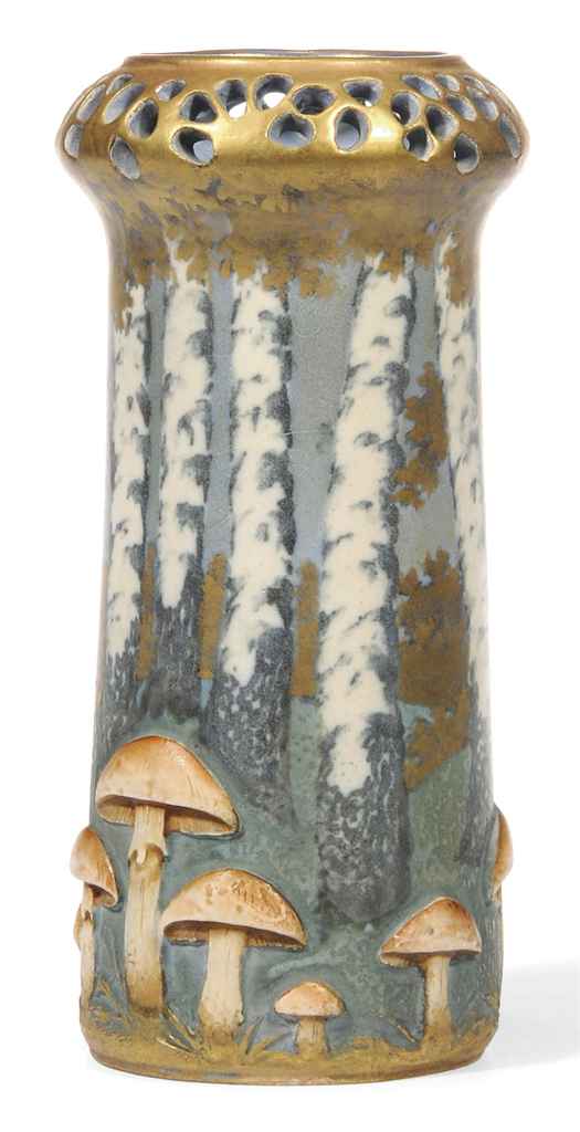 A Paul Dachsel Reticulated Polychrome Painted Glazed Ceramic Vase
