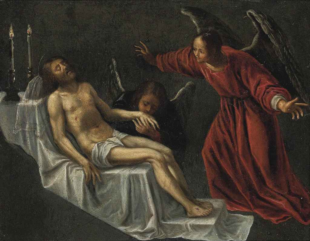 Veronese School, 17th Century , The dead Christ attended by angels