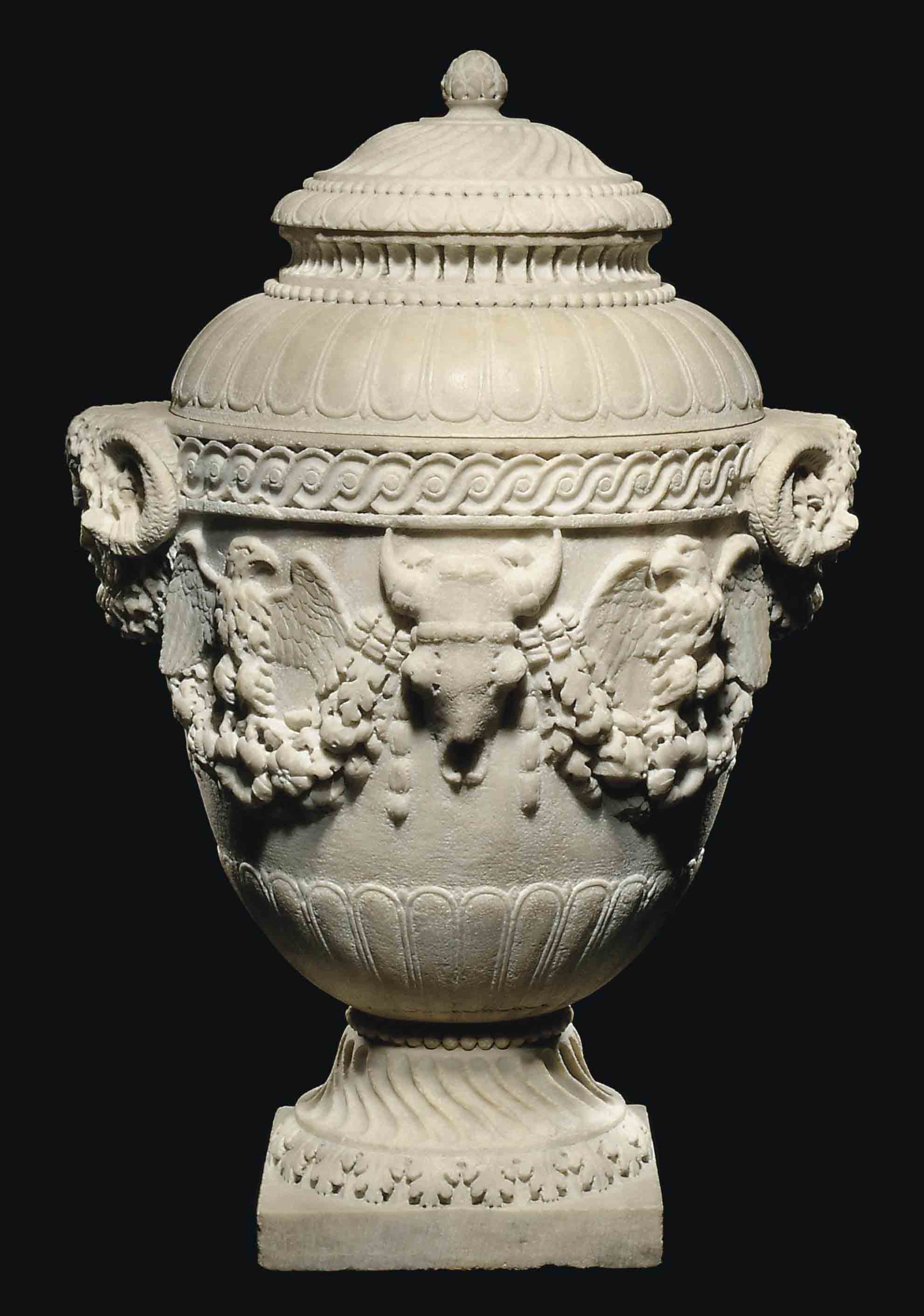 A ROMAN MARBLE CINERARY URN , CIRCA A.D. 50100, WITH 18TH CENTURY