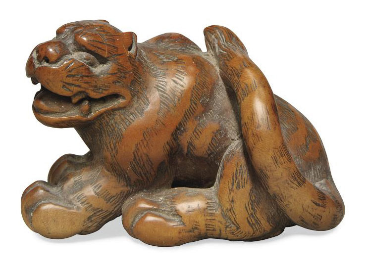 A Wood Netsuke , SIGNED MITSUHIDE, EDO PERIOD (19TH CENTURY