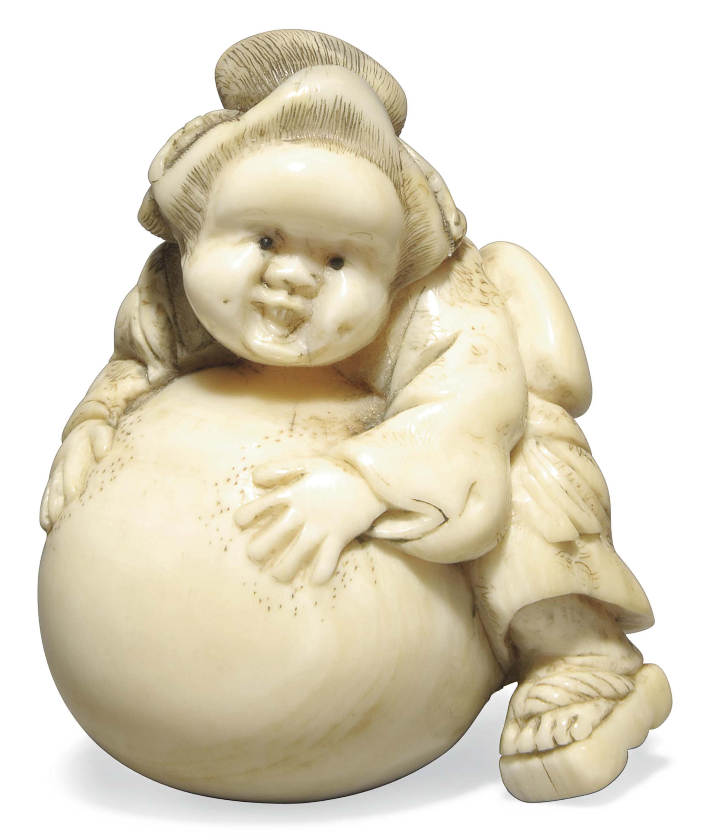A Wood Netsuke , SIGNED MITSUHIDE, EDO PERIOD (19TH CENTURY