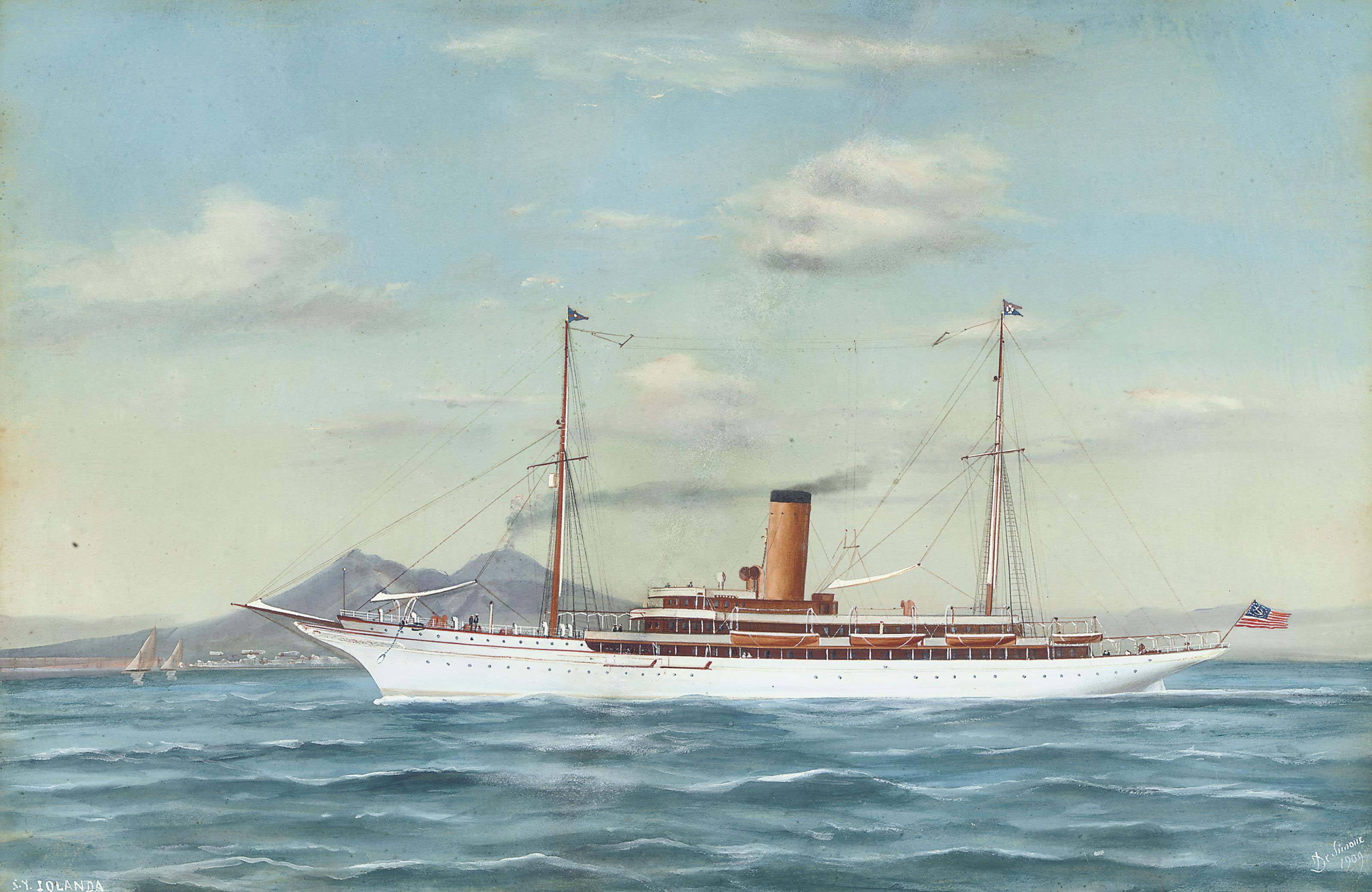 Antonio de Simone (Italian, fl.18601900) , The American steam yacht