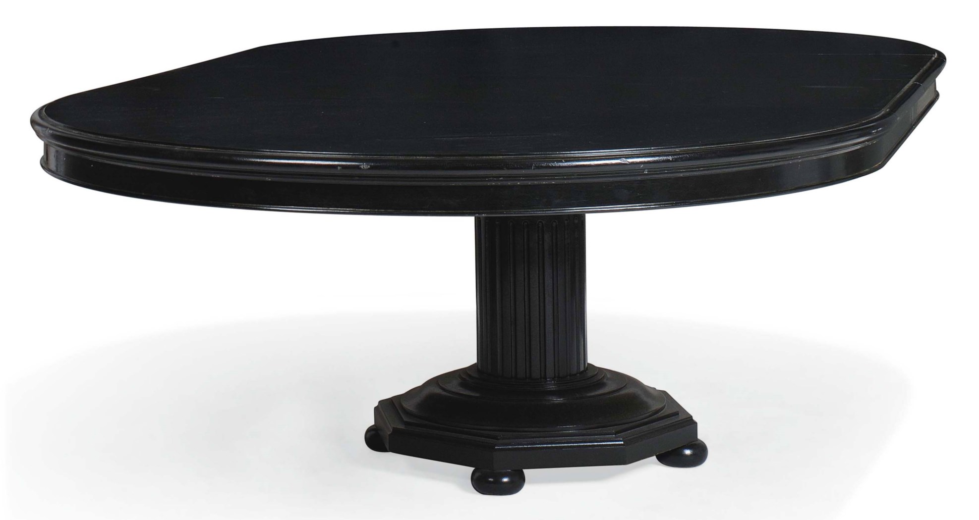 AN AMERICAN DARK GREEN PAINTED EXTENDING DINING TABLE , OF RESTAURATION