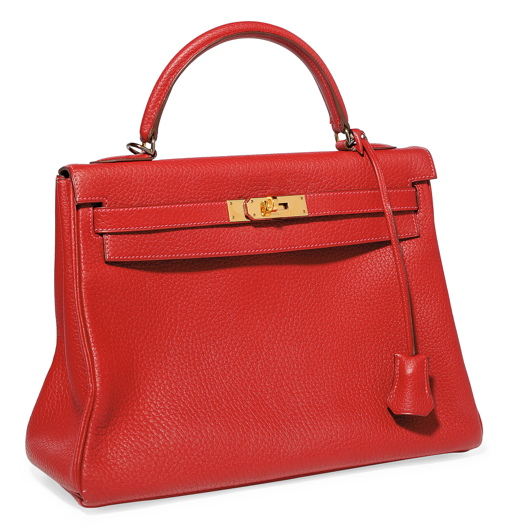 A ROUGE GARANCE LEATHER 'KELLY' BAG