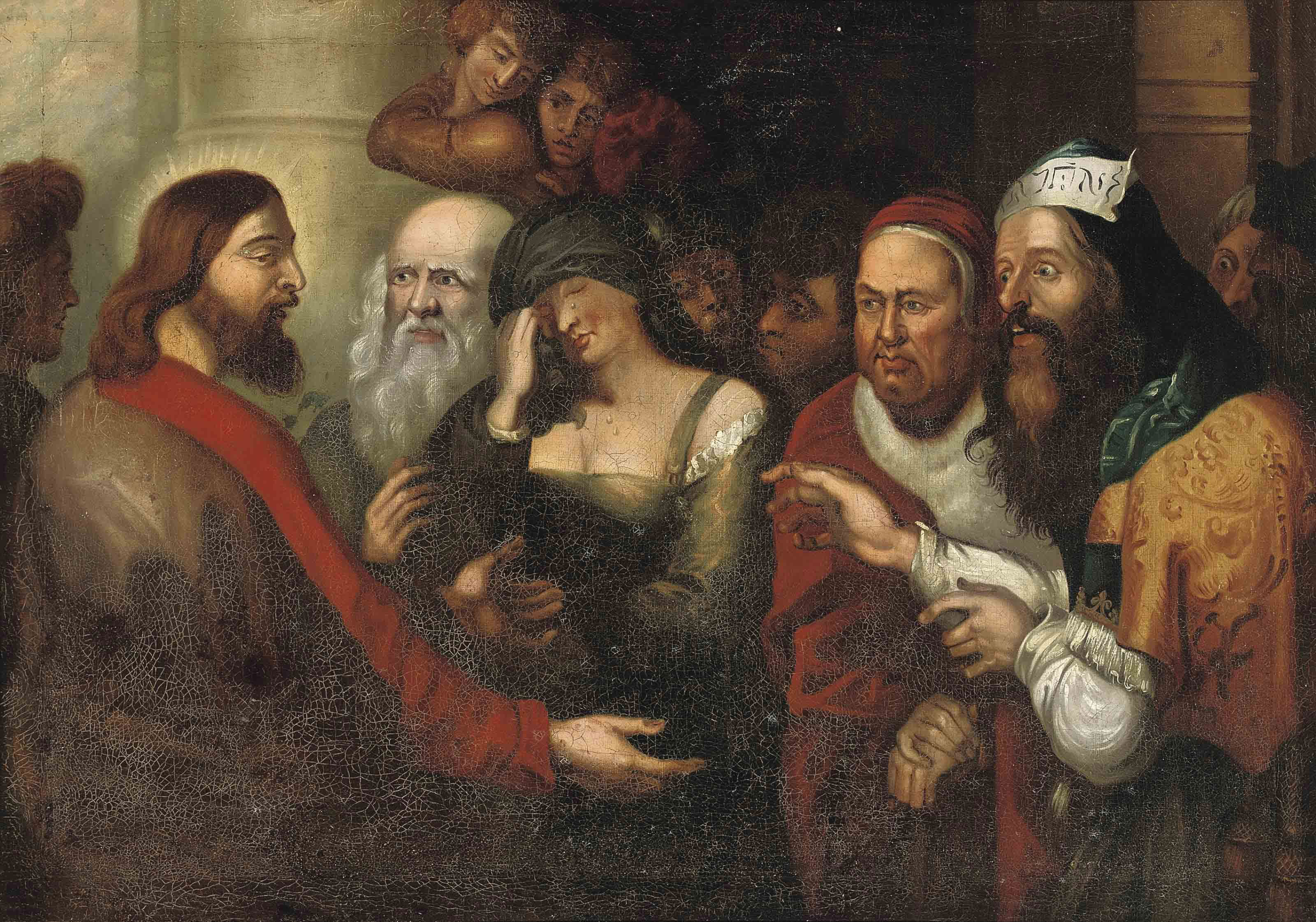 After Sir Peter Paul Rubens Christ And The Woman Taken Into