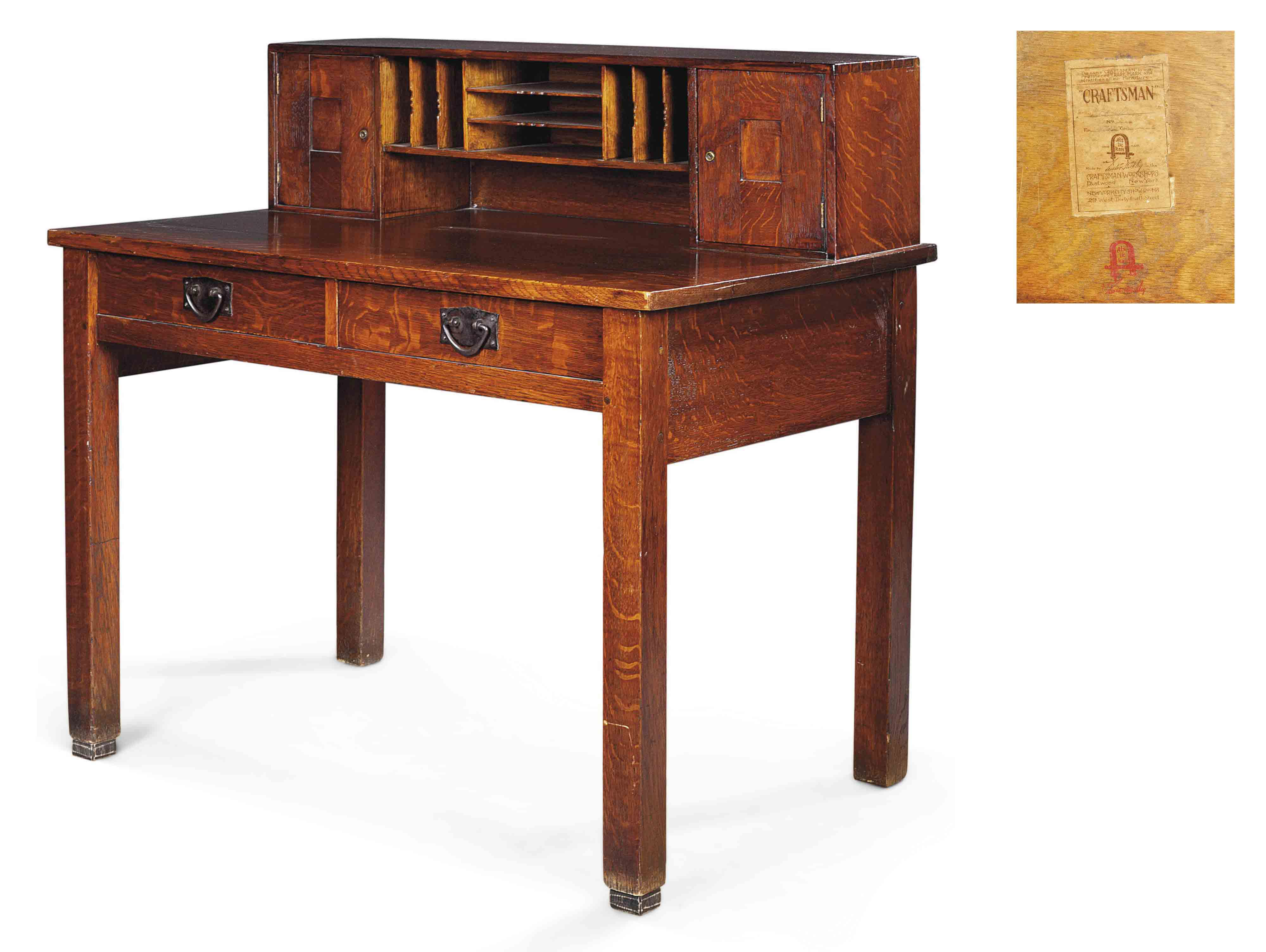 A Craftsman Oak Desk By Gustav Stickley 1858 1942 Circa 1905