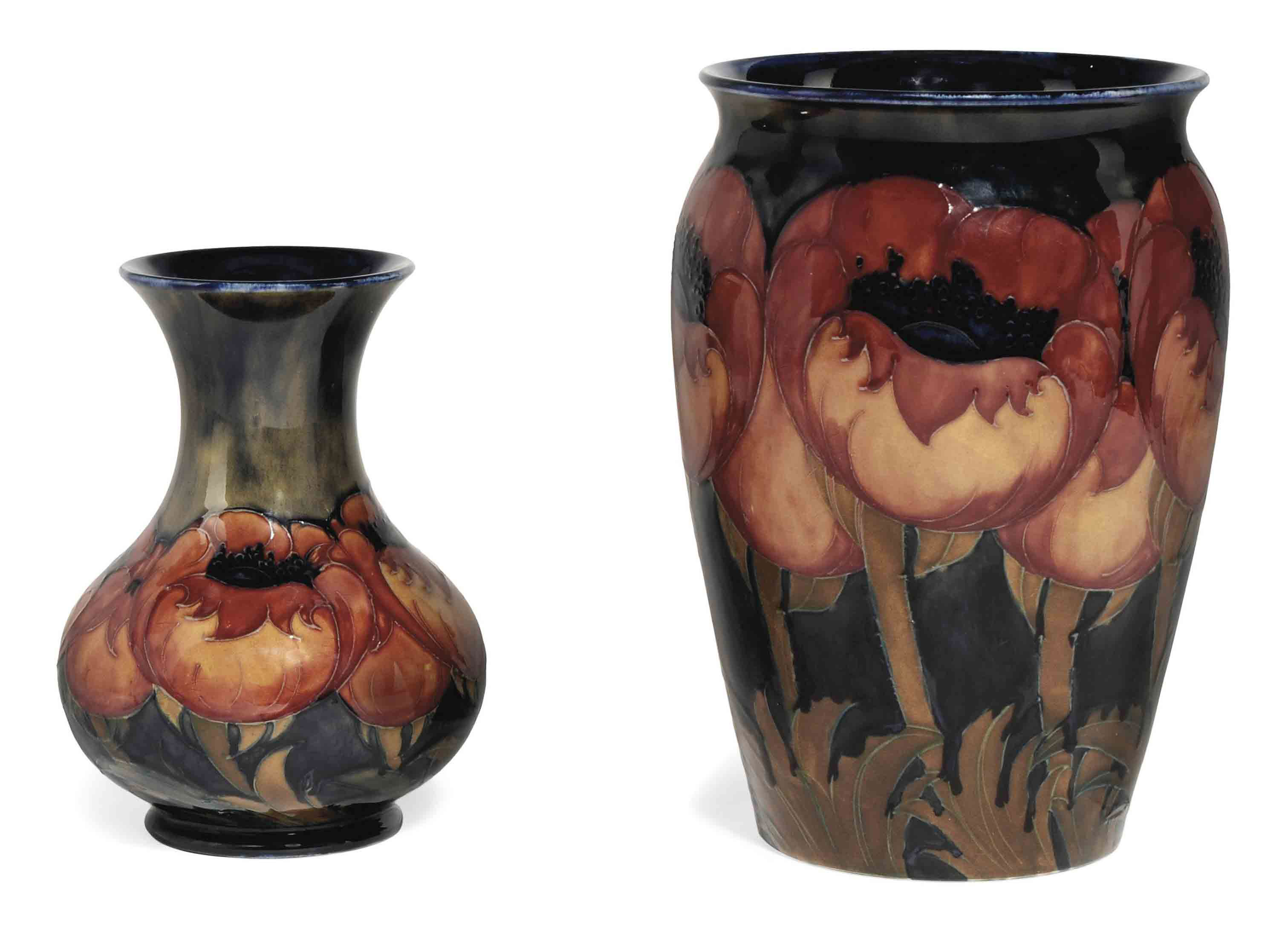 TWO WILLIAM MOORCROFT 'BIG POPPY' VASES , CIRCA 1925 Christie's