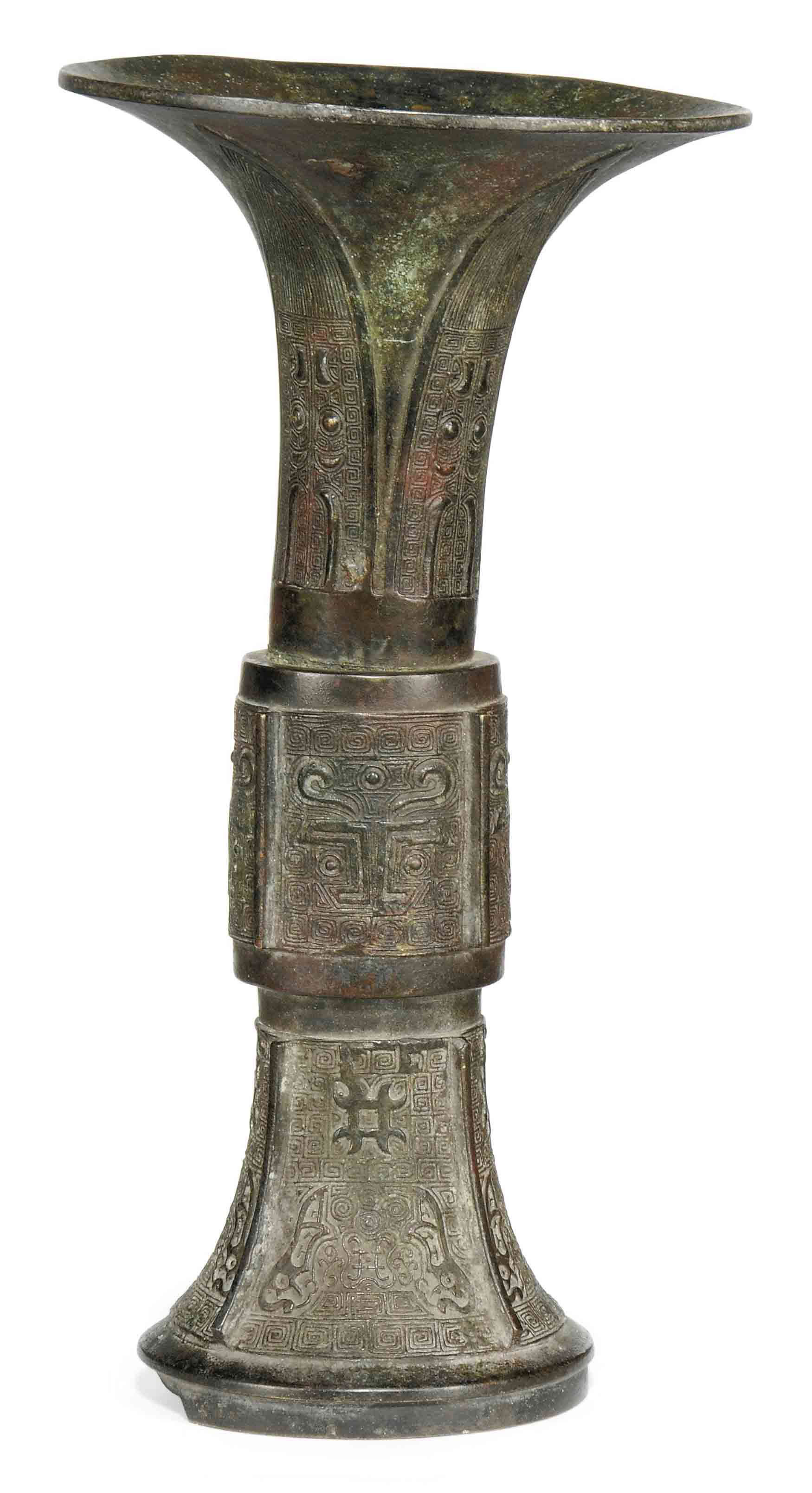 A Chinese Bronze Vase Gu