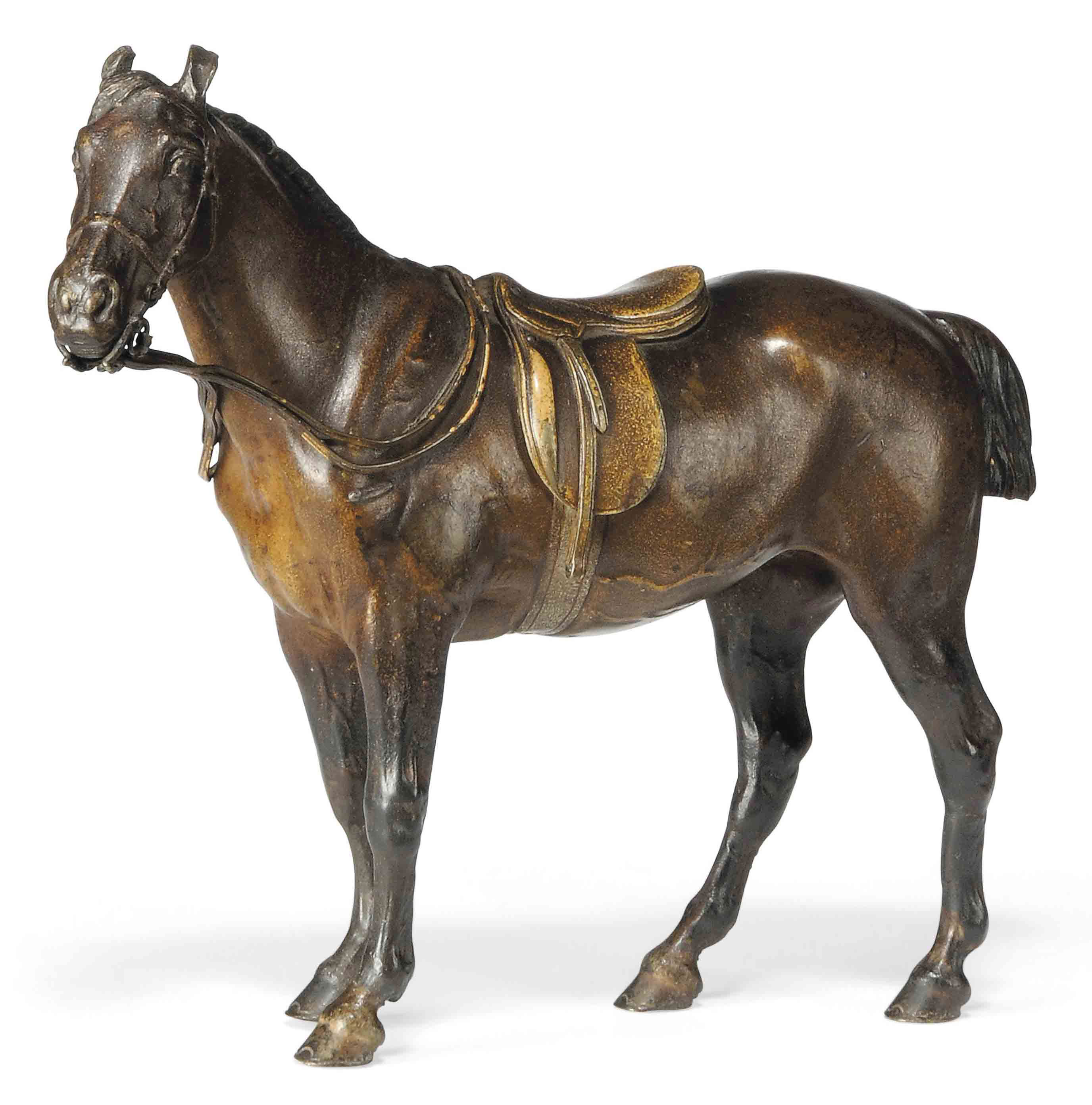 AN AUSTRIAN COLDPAINTED BRONZE MODEL OF A HORSE , BERGMAN FOUNDRY