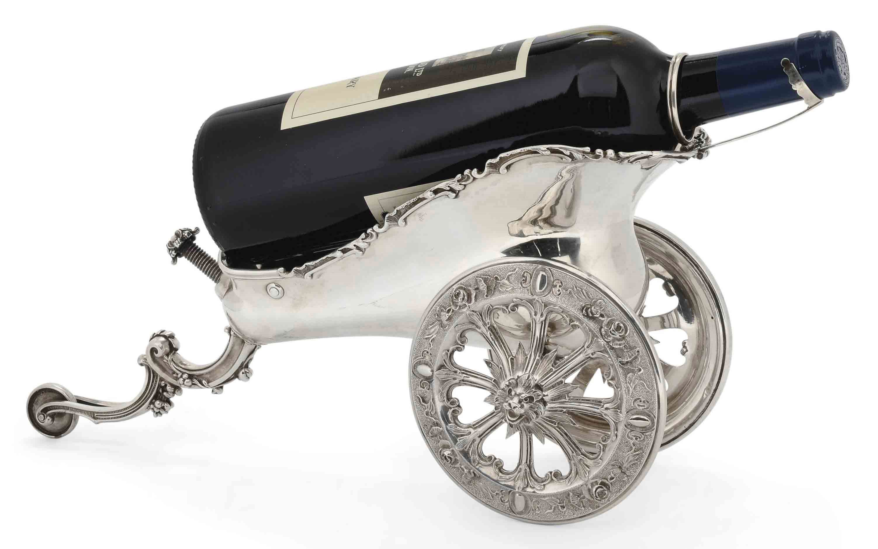 A FRENCH SILVER WINE CHARIOT