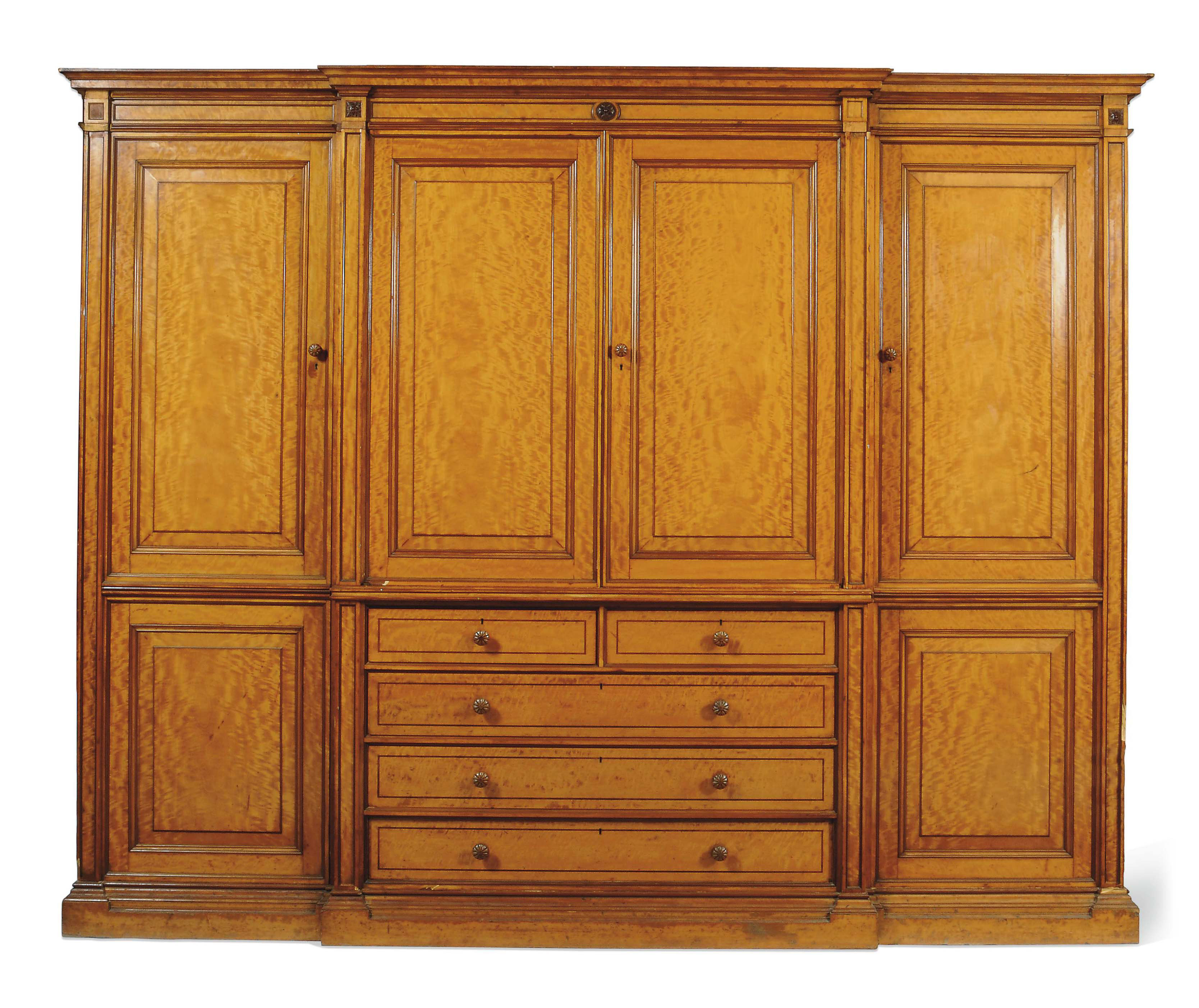 A VICTORIAN SATINWOOD BREAKFRONT WARDROBE , LATE 19TH CENTURY Christie's