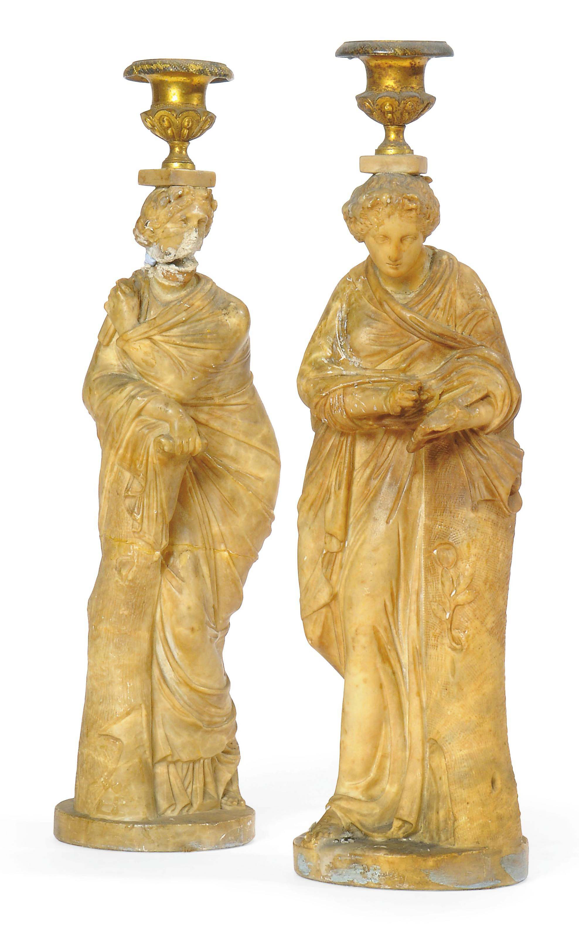 A PAIR OF ITALIAN ALABASTER FIGURES , EARLY 19TH CENTURY Christie's
