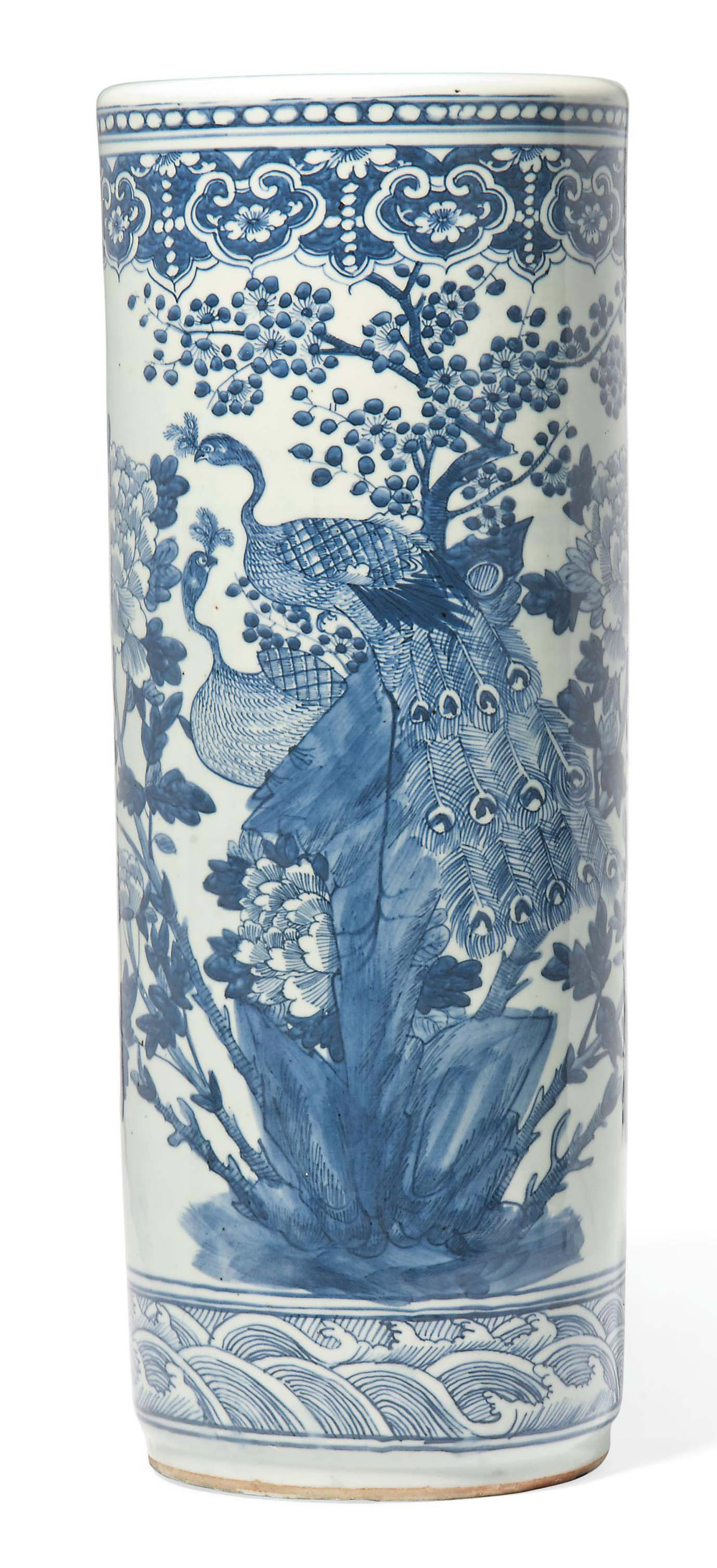 blue and white porcelain umbrella stand