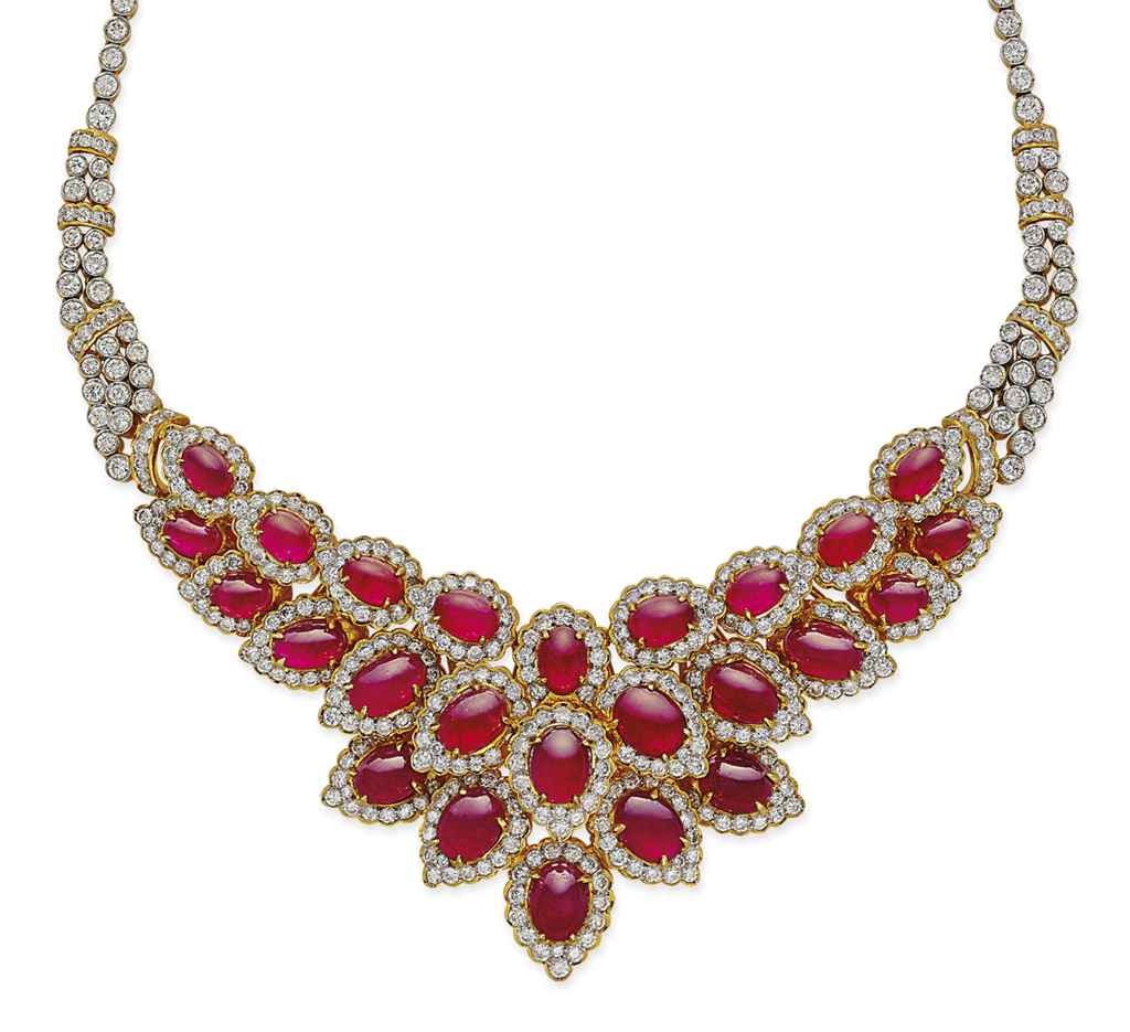 A RUBY AND DIAMOND NECKLACE | Christie's