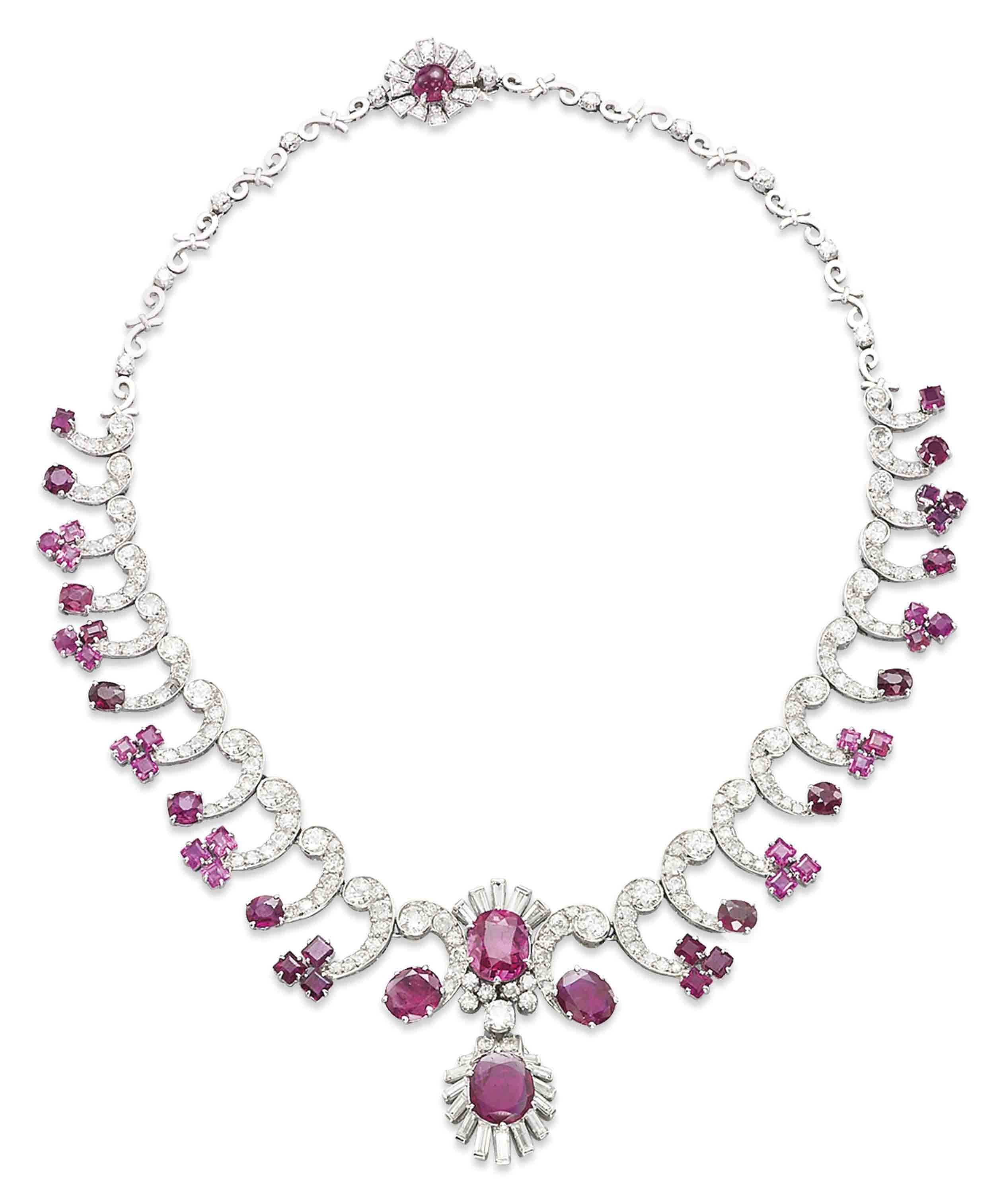 A RUBY, PINK SAPPHIRE AND DIAMOND NECKLACE Christie's