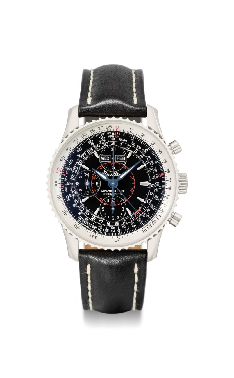 Breitling. A large stainless steel automatic triple calendar