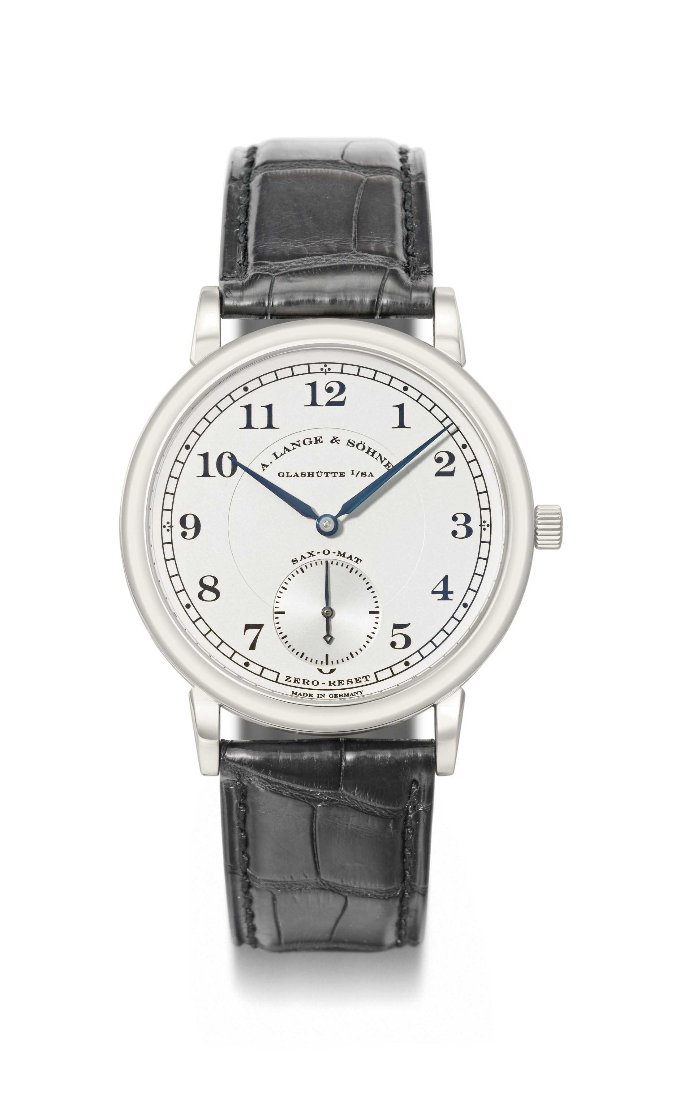 A. Lange & Söhne. A fine platinum automatic wristwatch with zeroreset function , SIGNED A