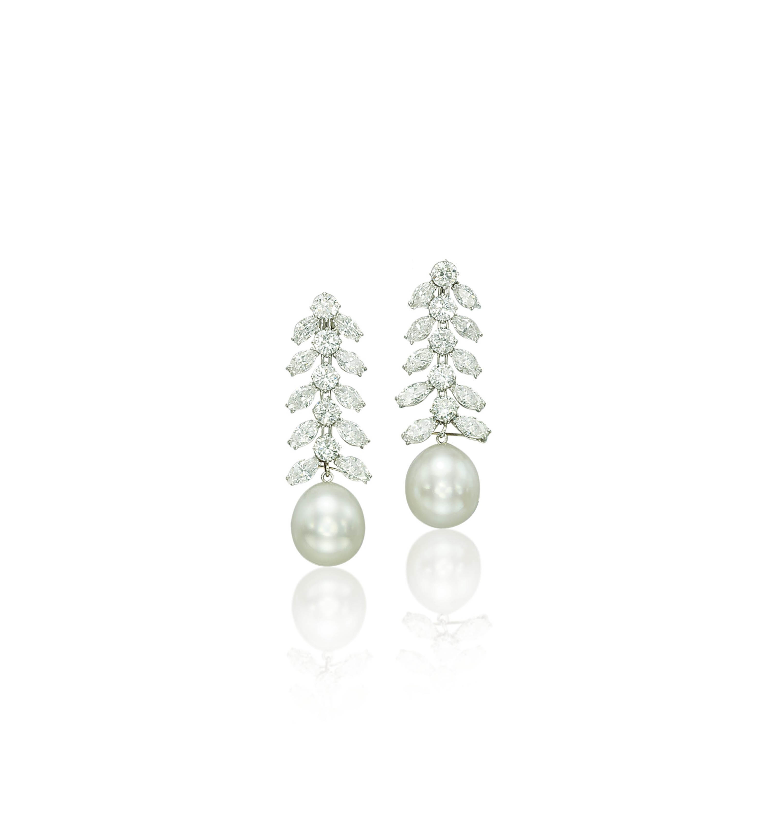 A Pair Of Cultured Pearl And Diamond Ear Pendants By Ruser Jewelry Earrings Christie S