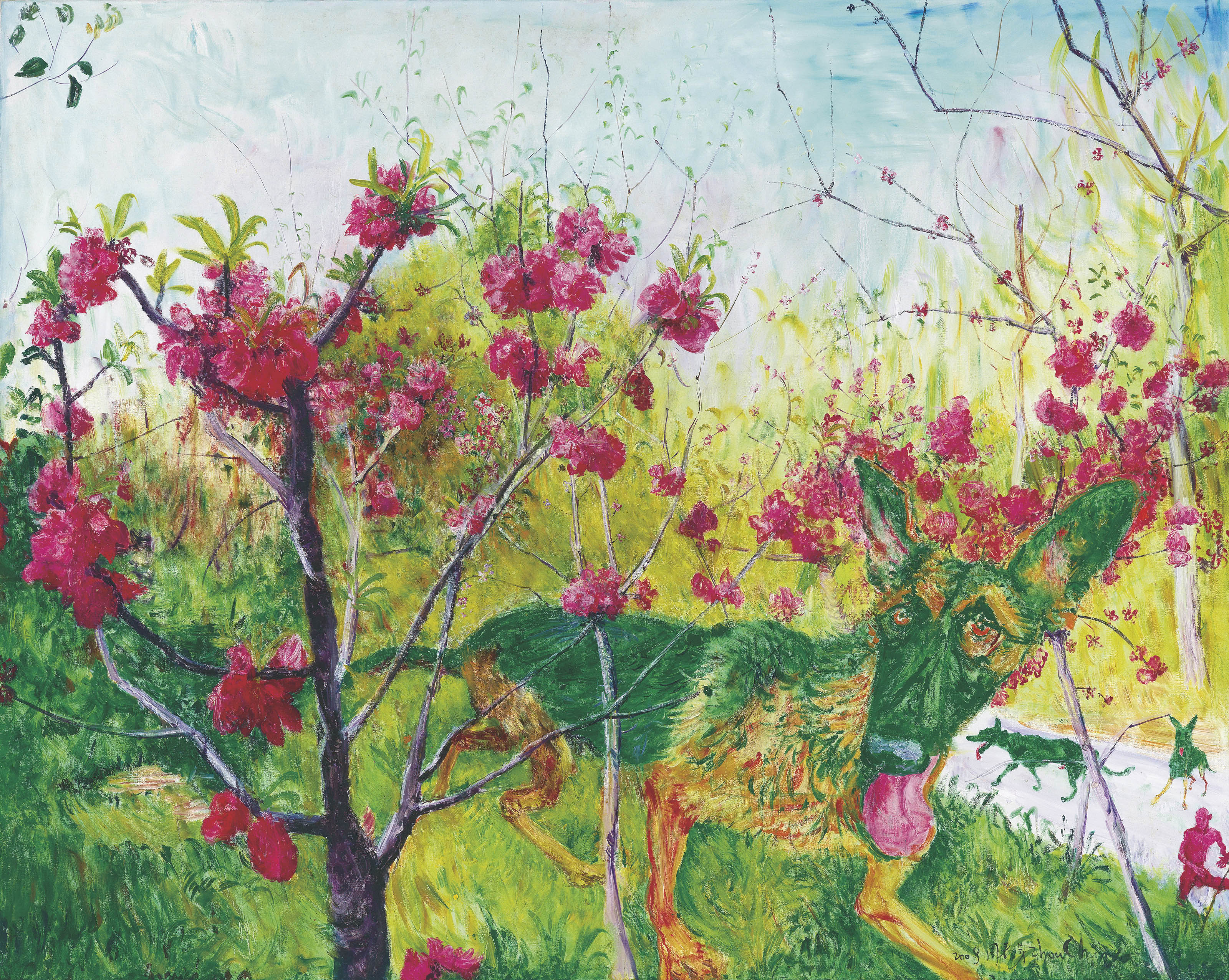 周春芽, 桃花與綠狗| Christie's