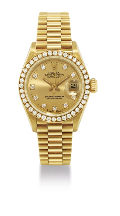 rolex lady datejust gold diamonds price