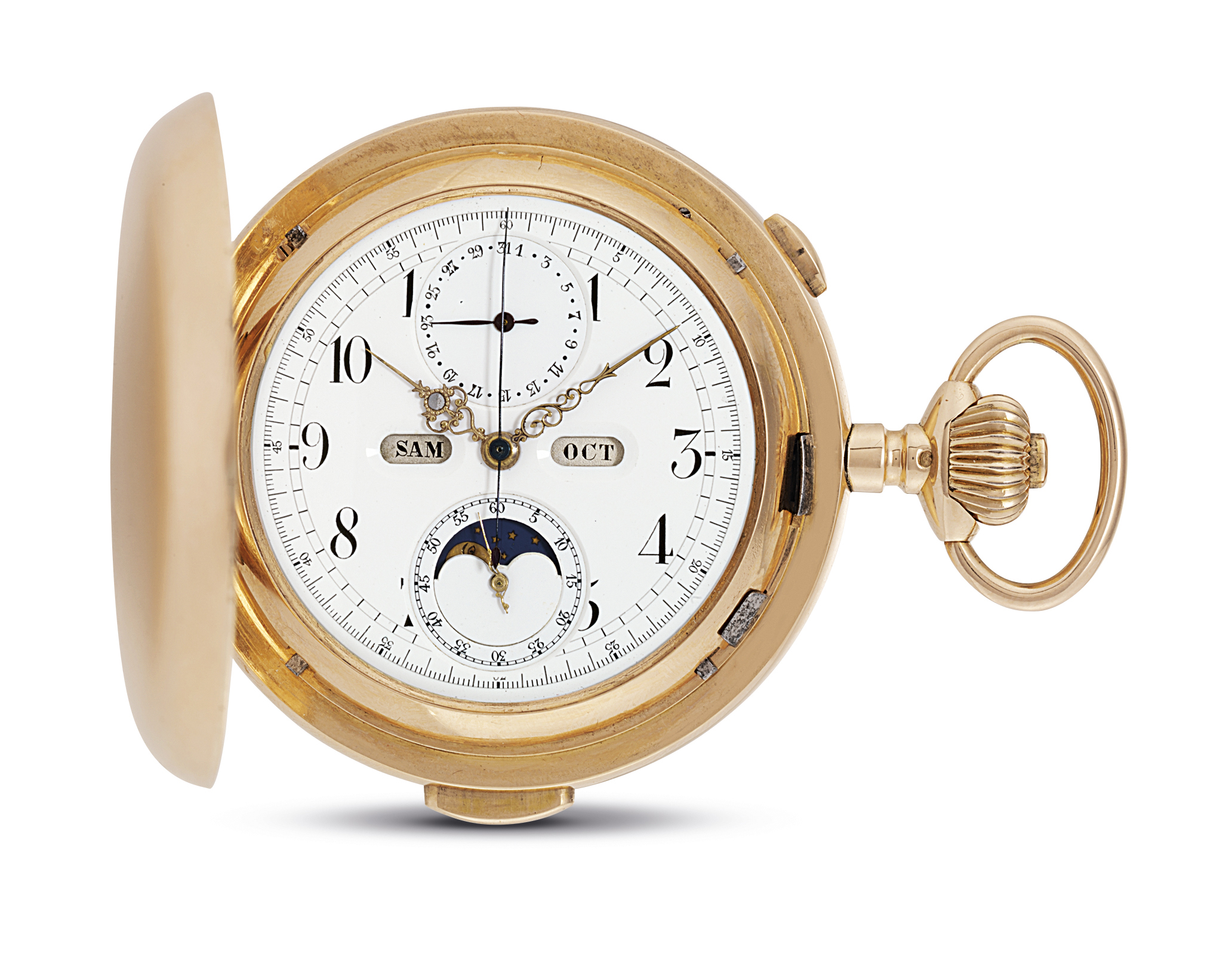 SURETE , FINE PINK GOLD HUNTER CASE MINUTE REPEATING PERPETUAL CALENDAR