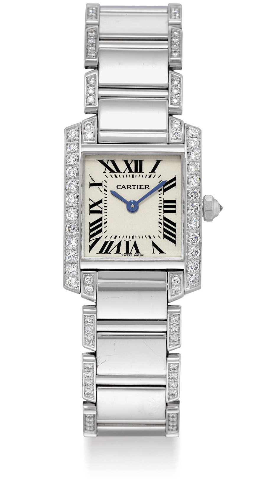 Cartier A Lady S 18k White Gold And Diamond Set Square Wristwatch With Bracelet Signed Cartier Tank Francaise Model Ref 2403 Case No 136198 Cd Circa 2000 2000s Quartz Christie S