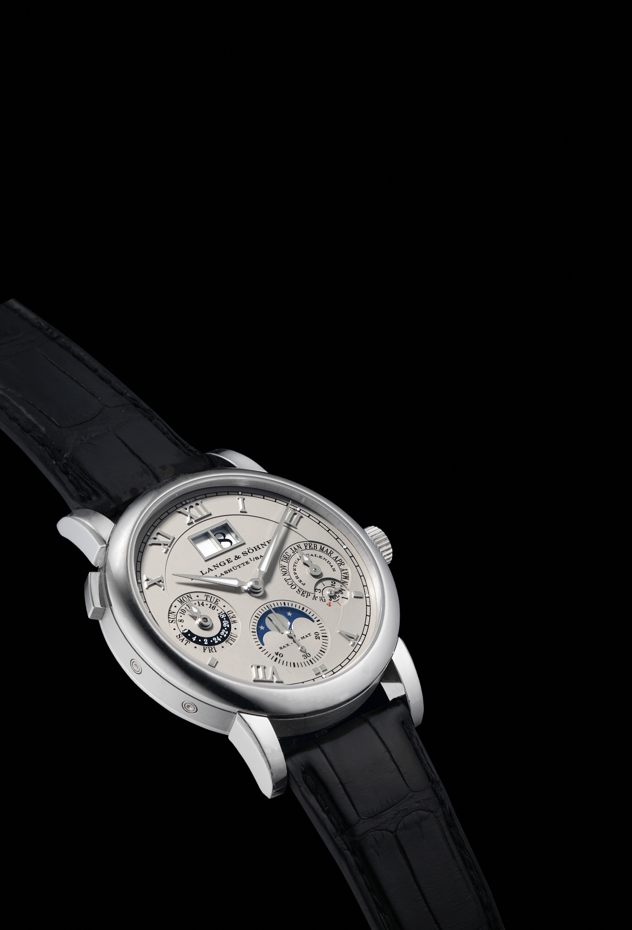 A. LANGE & SOHNE. A VERY FINE AND RARE PLATINUM AUTOMATIC PERPETUAL