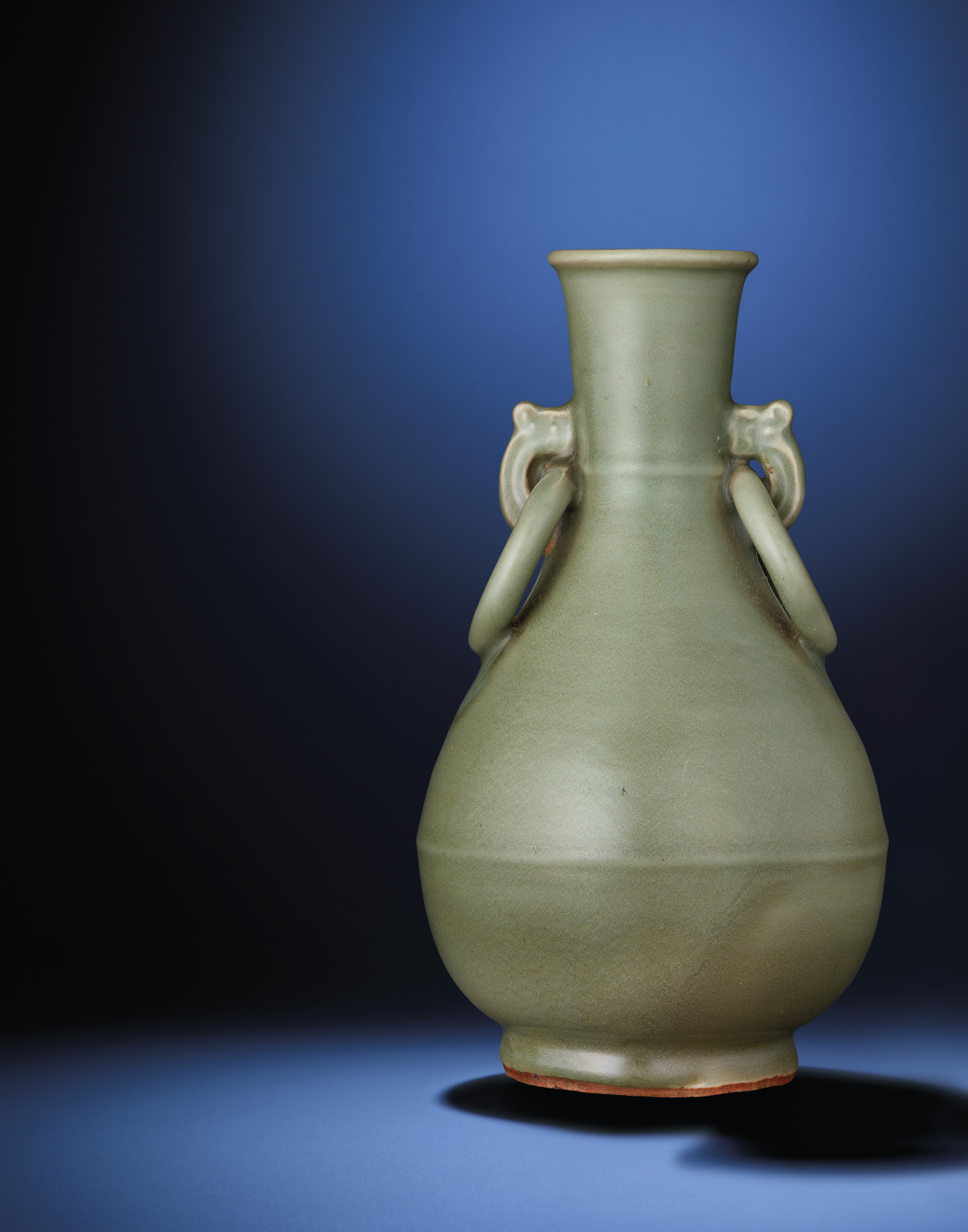 A RARE LONGQUAN CELADON PEAR-SHAPED VASE , YUAN DYNASTY, 14TH CENTURY