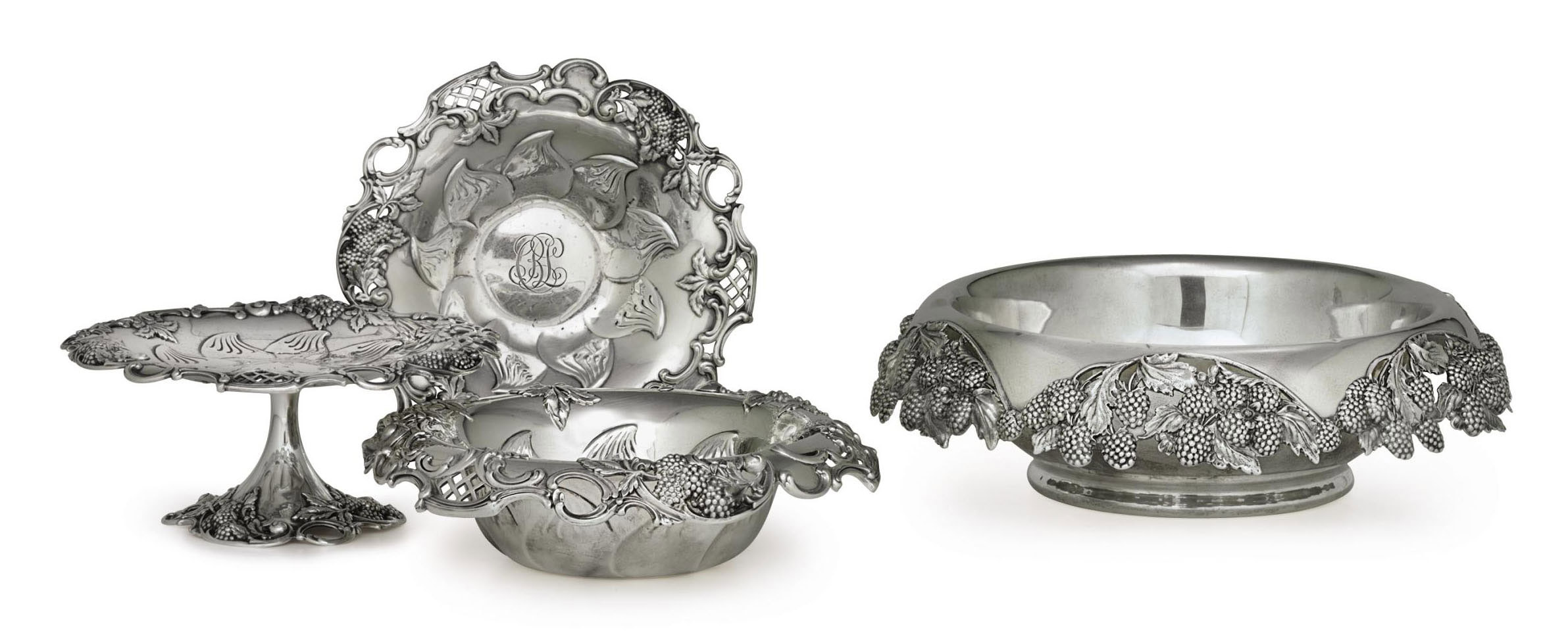 FOUR SILVER SERVING DISHES