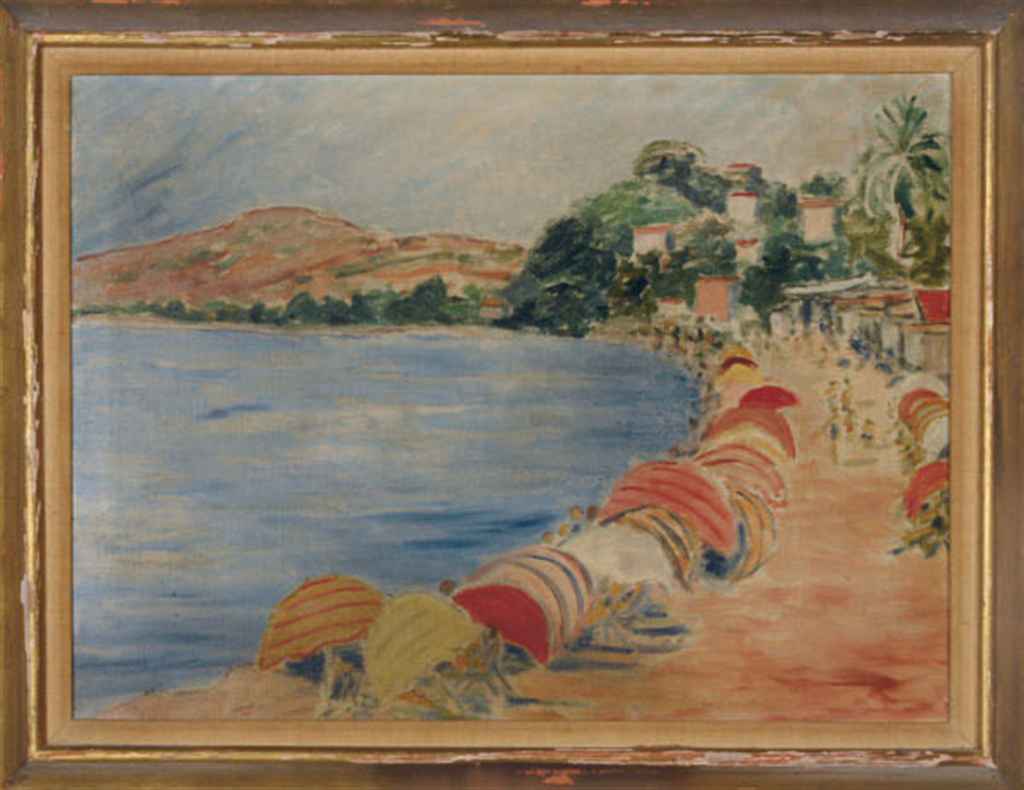 Artist Unknown 20th Century Colorful Beach Umbrellas By The