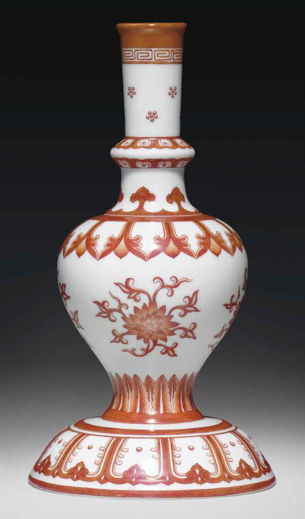 AN IRONREDDECORATED 'HOLY WATER' VASE , QIANLONG PERIOD (17361795