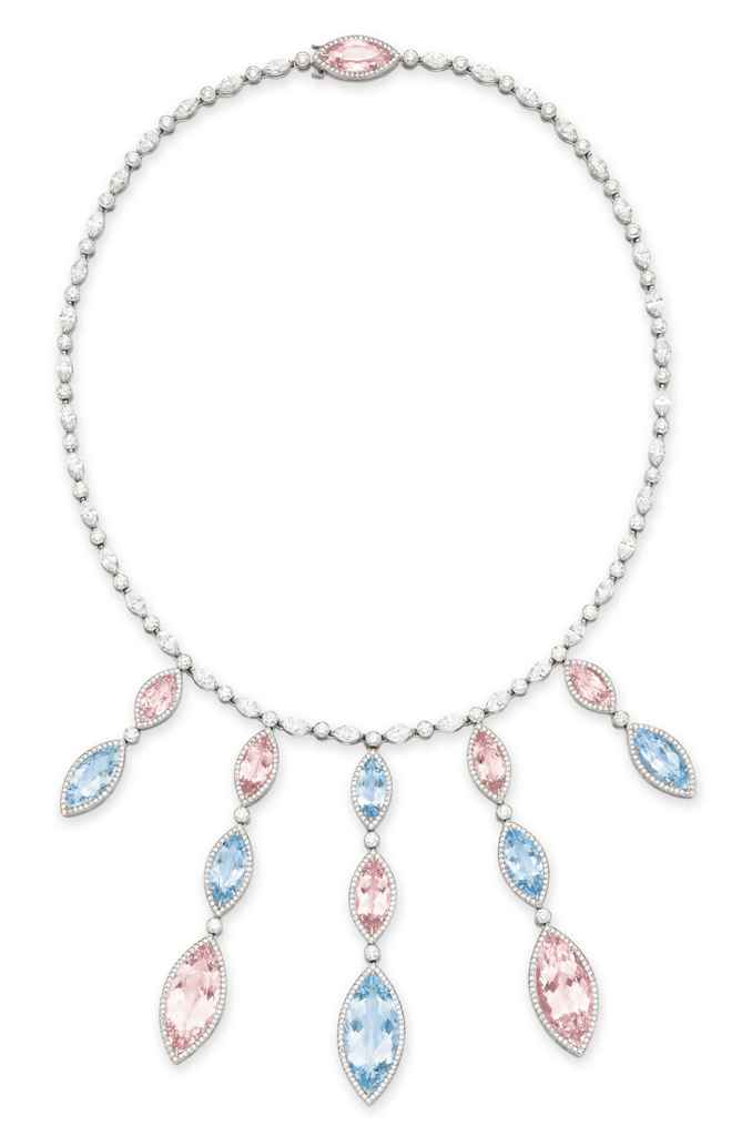 A SAPPHIRE AND DIAMOND NECKLACE, BY 