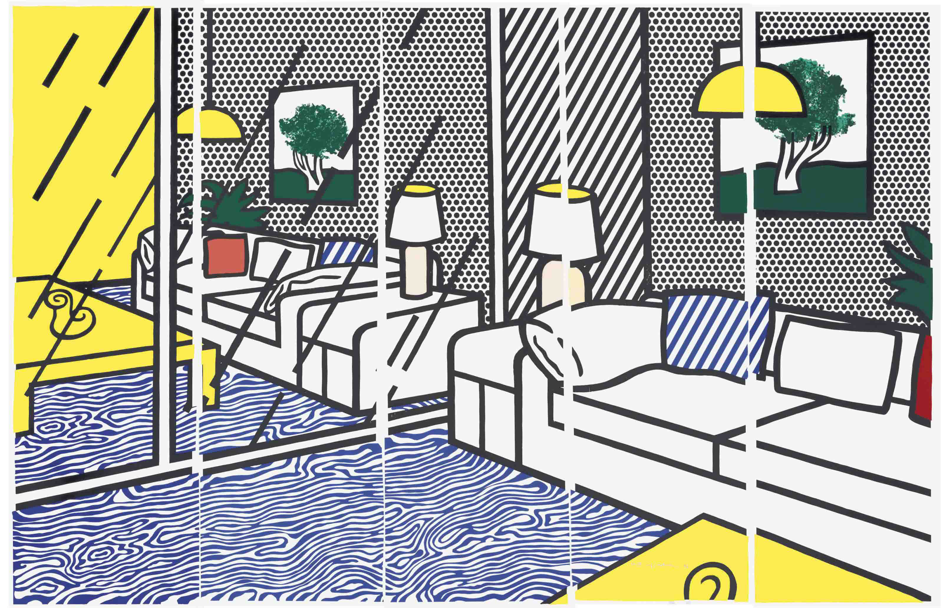 Roy Lichtenstein Wallpaper With Blue Floor Interior C 260 1990s Prints Multiples Christie S