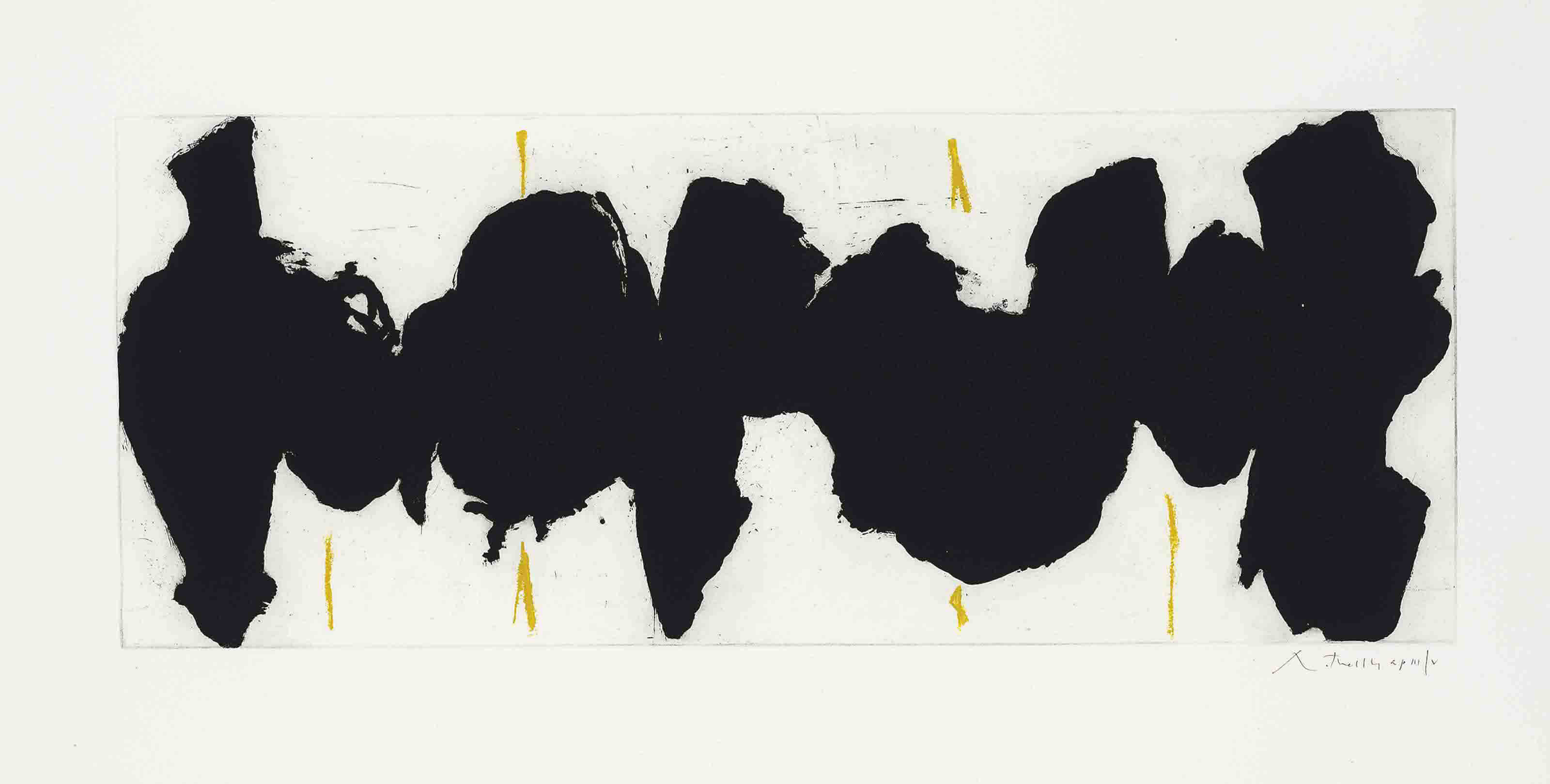 ROBERT MOTHERWELL , Running Elegy II, Yellow State (B. 295; E. & B. 321
