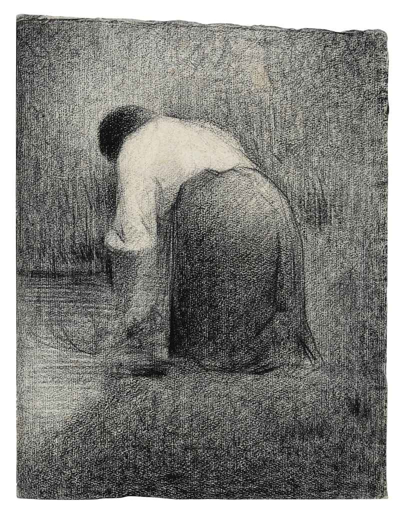 Georges Seurat (1859-1891) , Femme agenouillée | Christie's