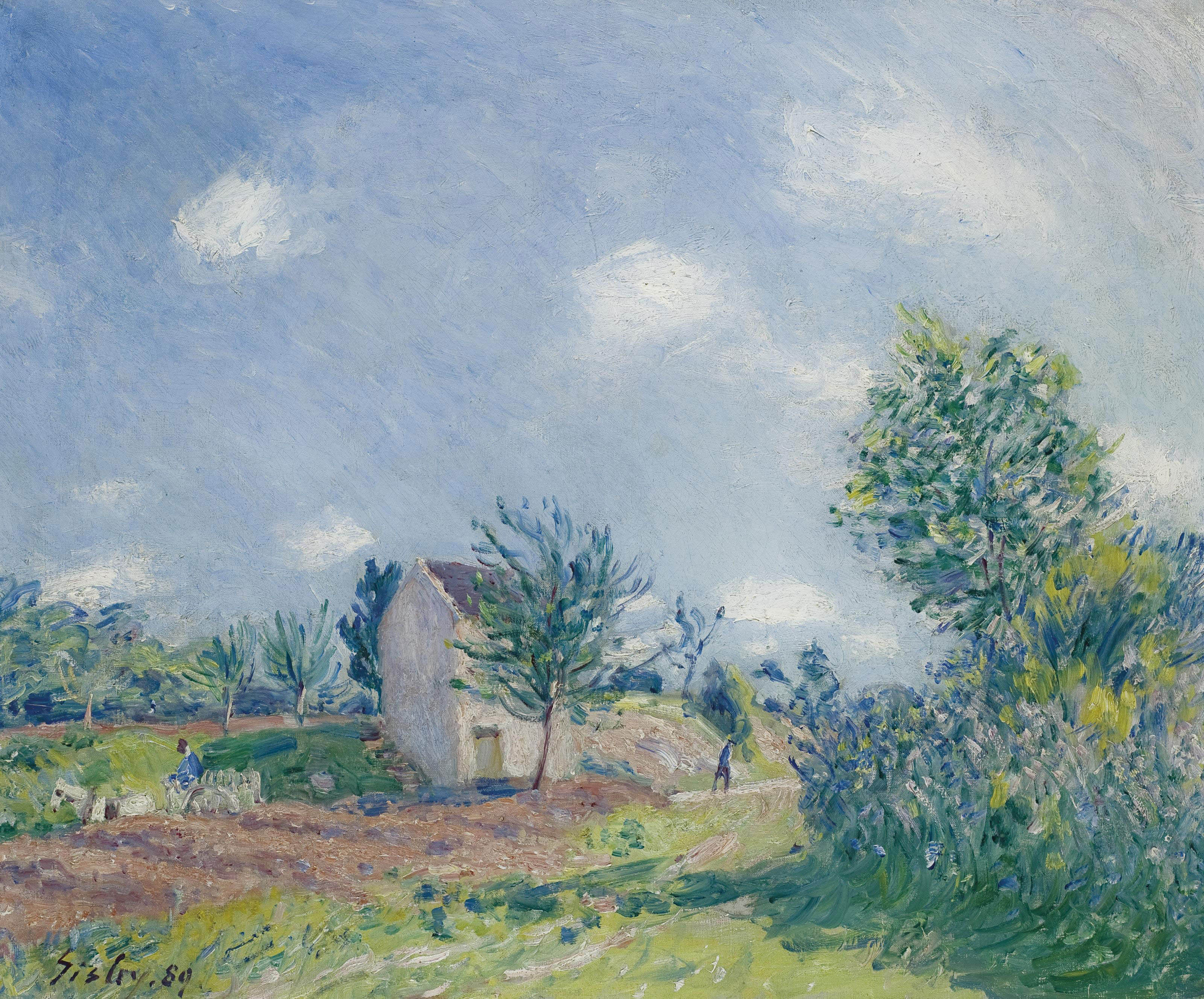 Alfred Sisley (1839-1899) , Paysage de Printemps--Chemin aux