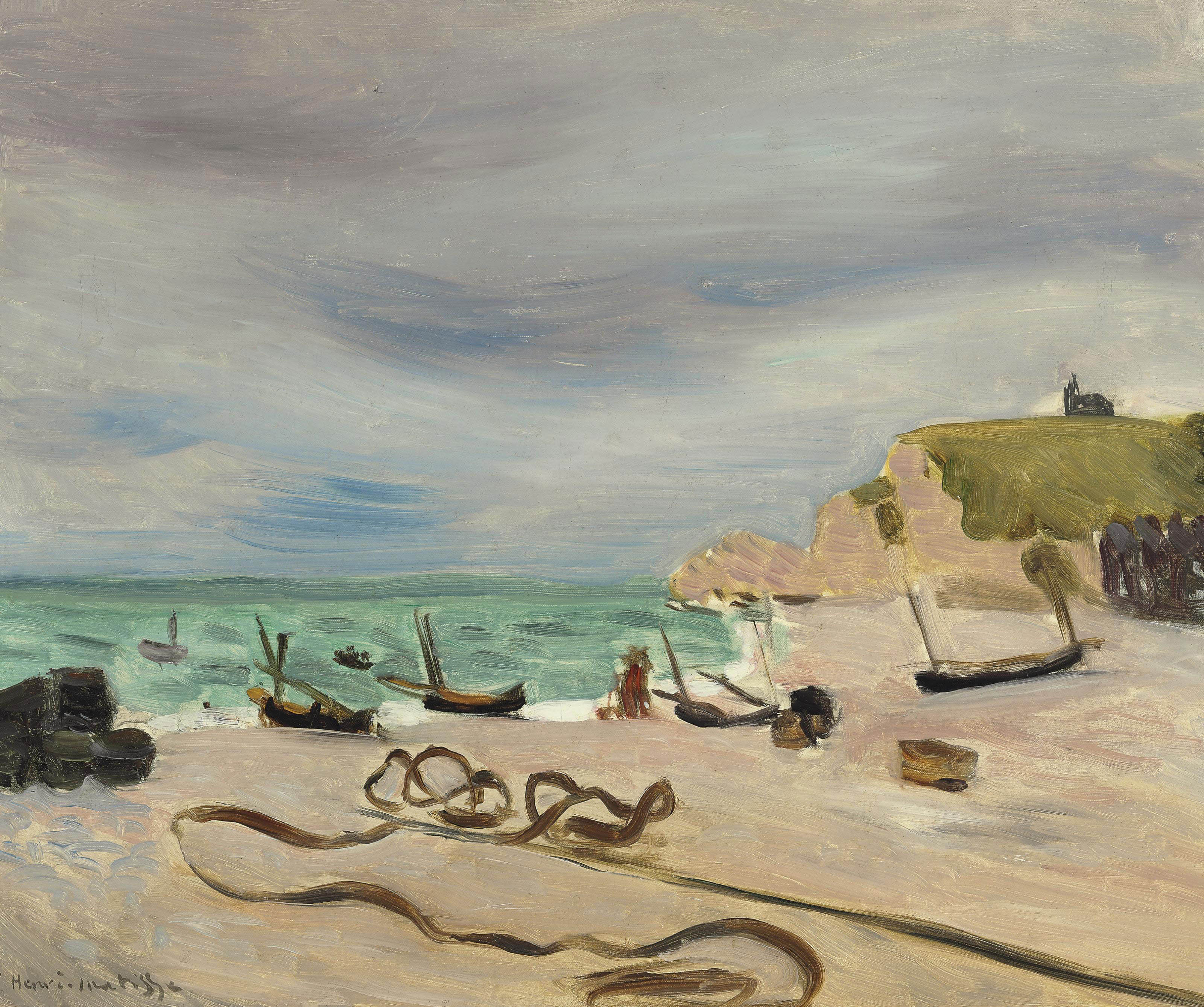 Cordages sur la plage d'Etretat 
