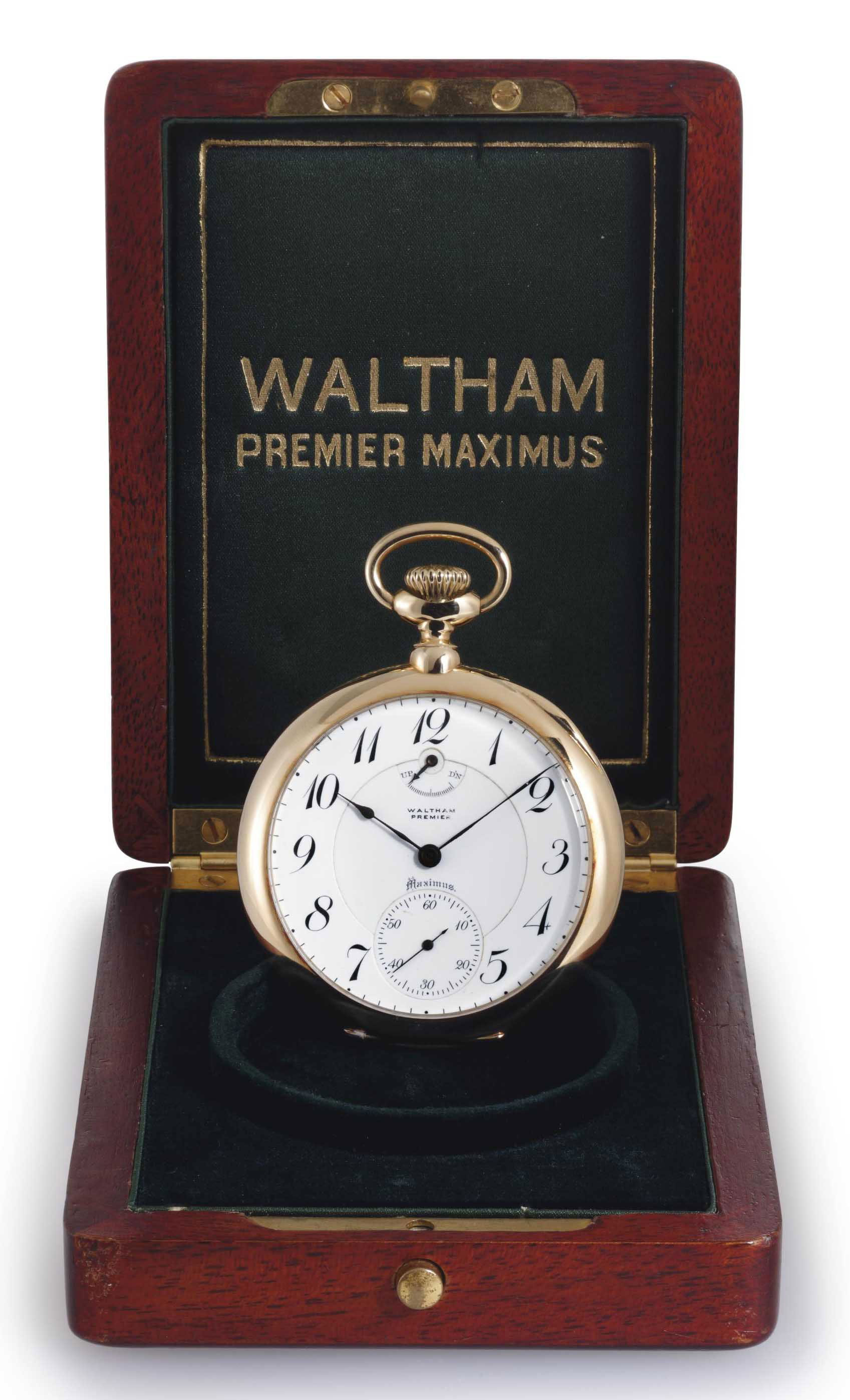 WALTHAM. A FINE AND RARE 18K GOLD OPENFACE KEYLESS LEVER POCKET WATCH
