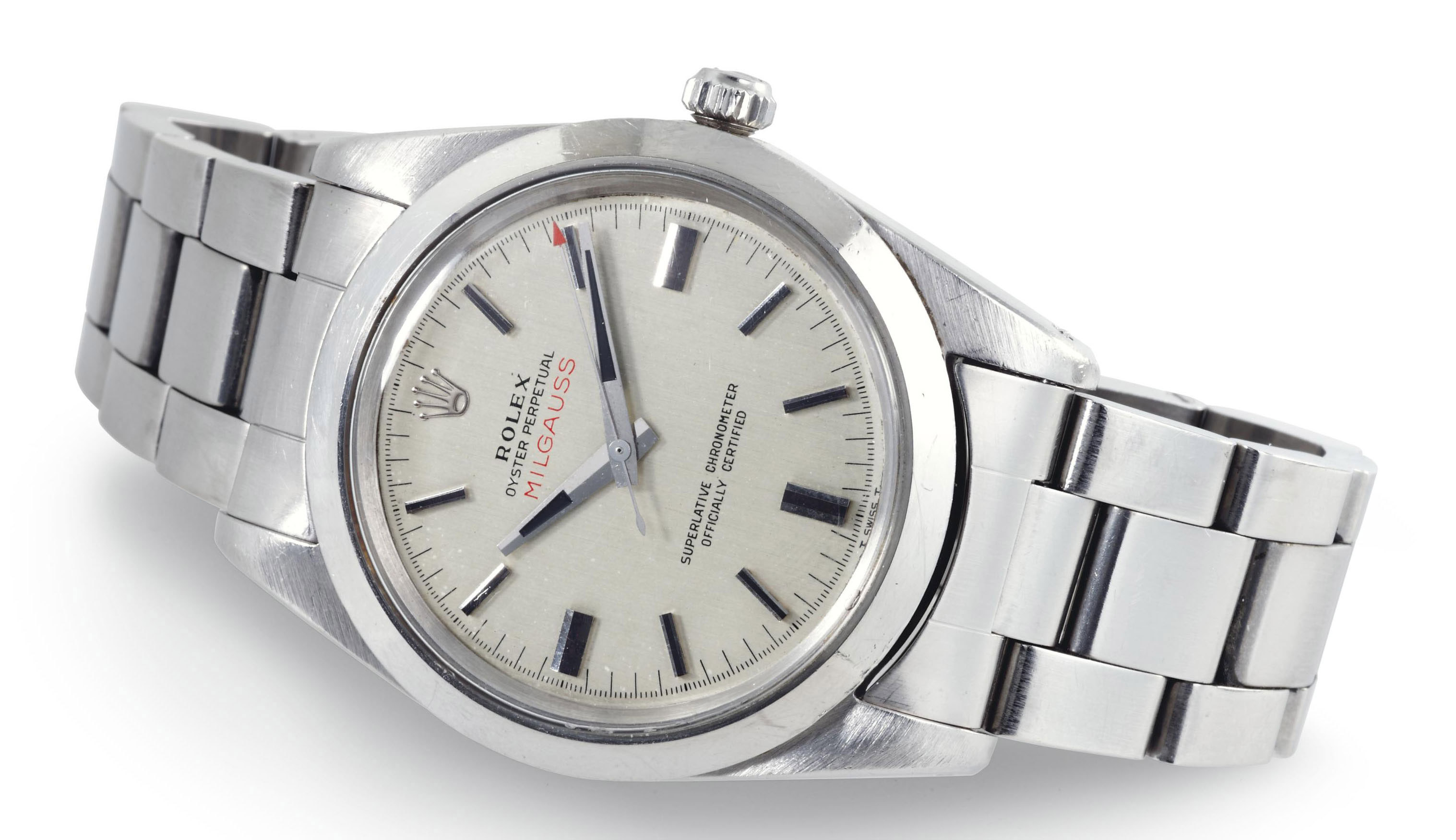 ROLEX. A FINE AND RARE STAINLESS STEEL AUTOMATIC