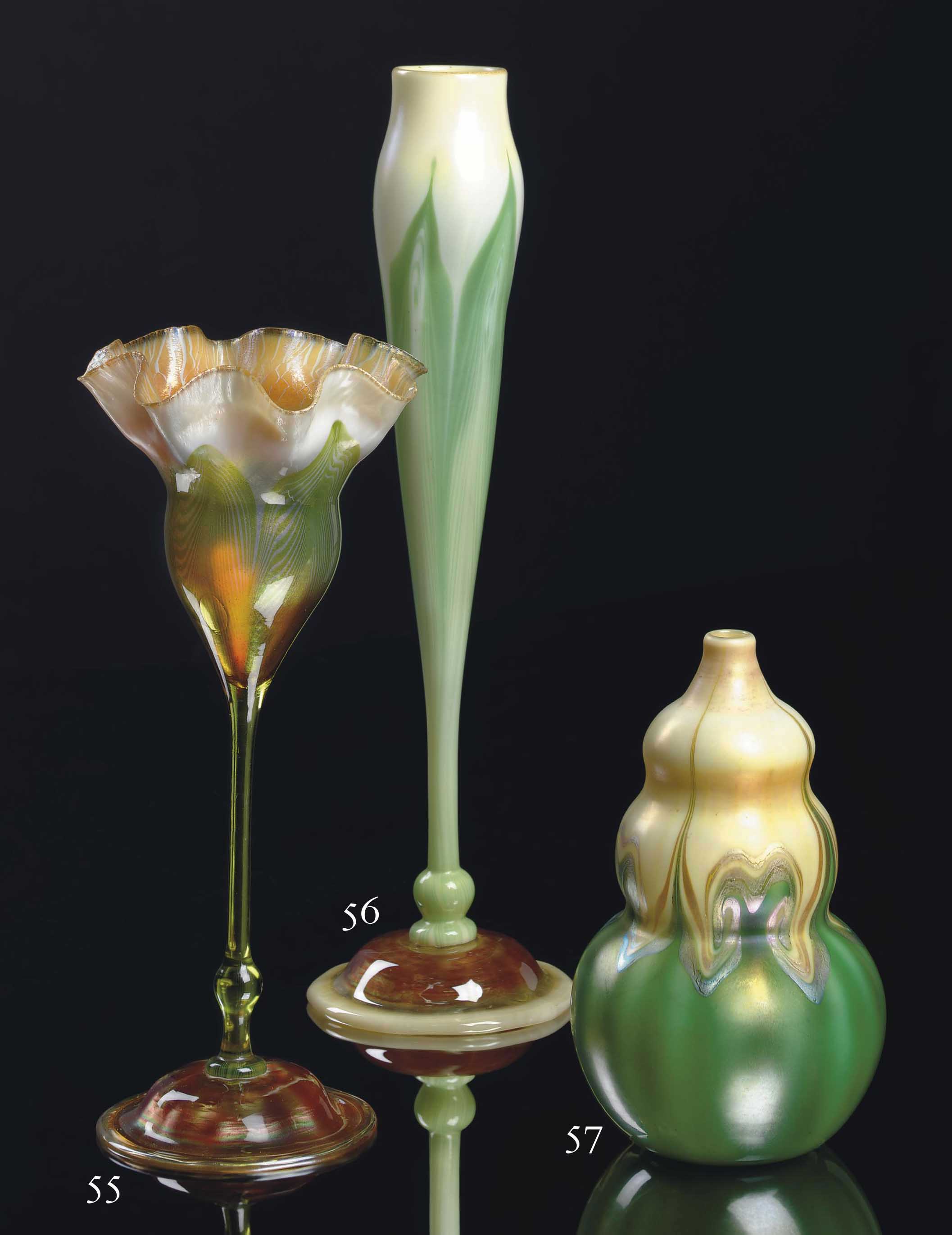 TIFFANY STUDIOS , A FLORIFORM FAVRILE GLASS VASE, CIRCA 1903 Christie's