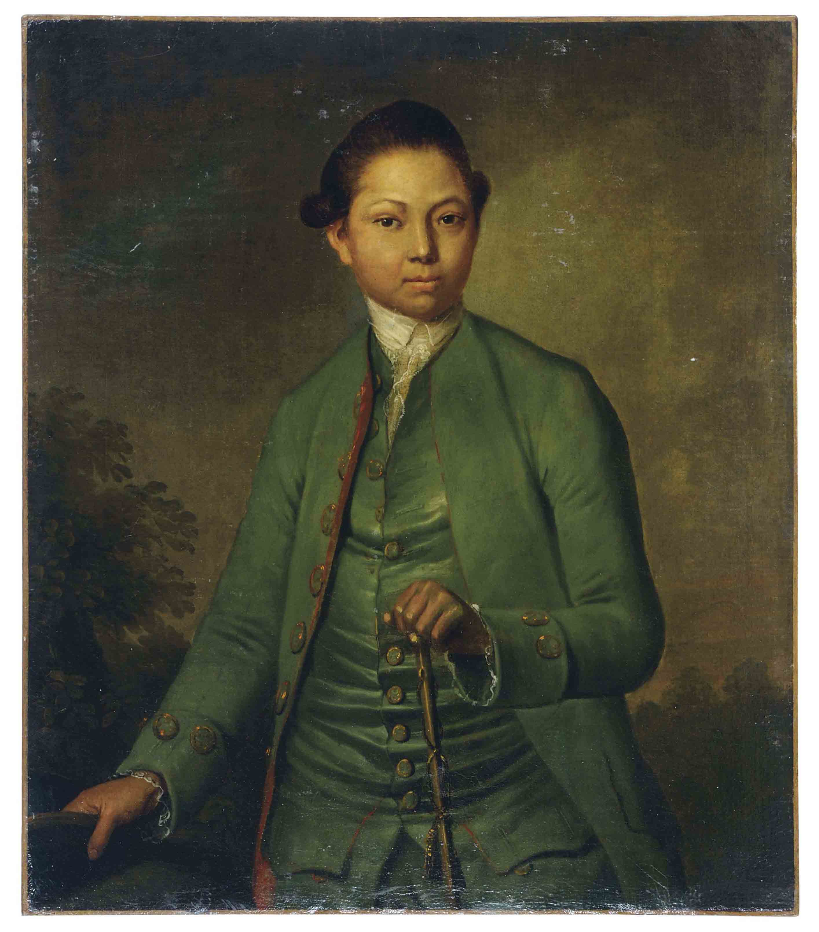 J Schult German 18th Century Portrait Of A Young Man Wearing