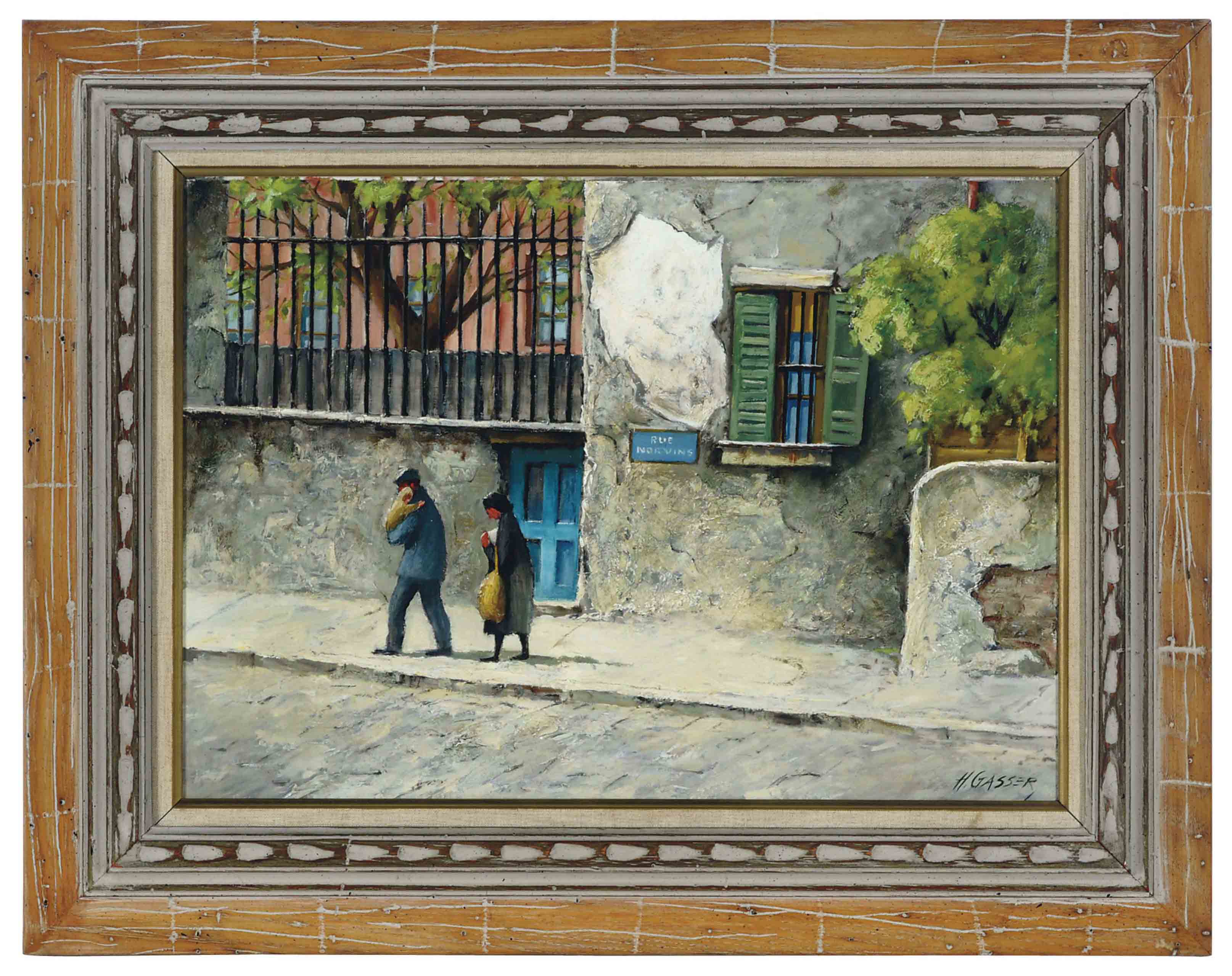 Henry Martin Gasser (AMERICAN, 19091981) , A family strolling the Rue