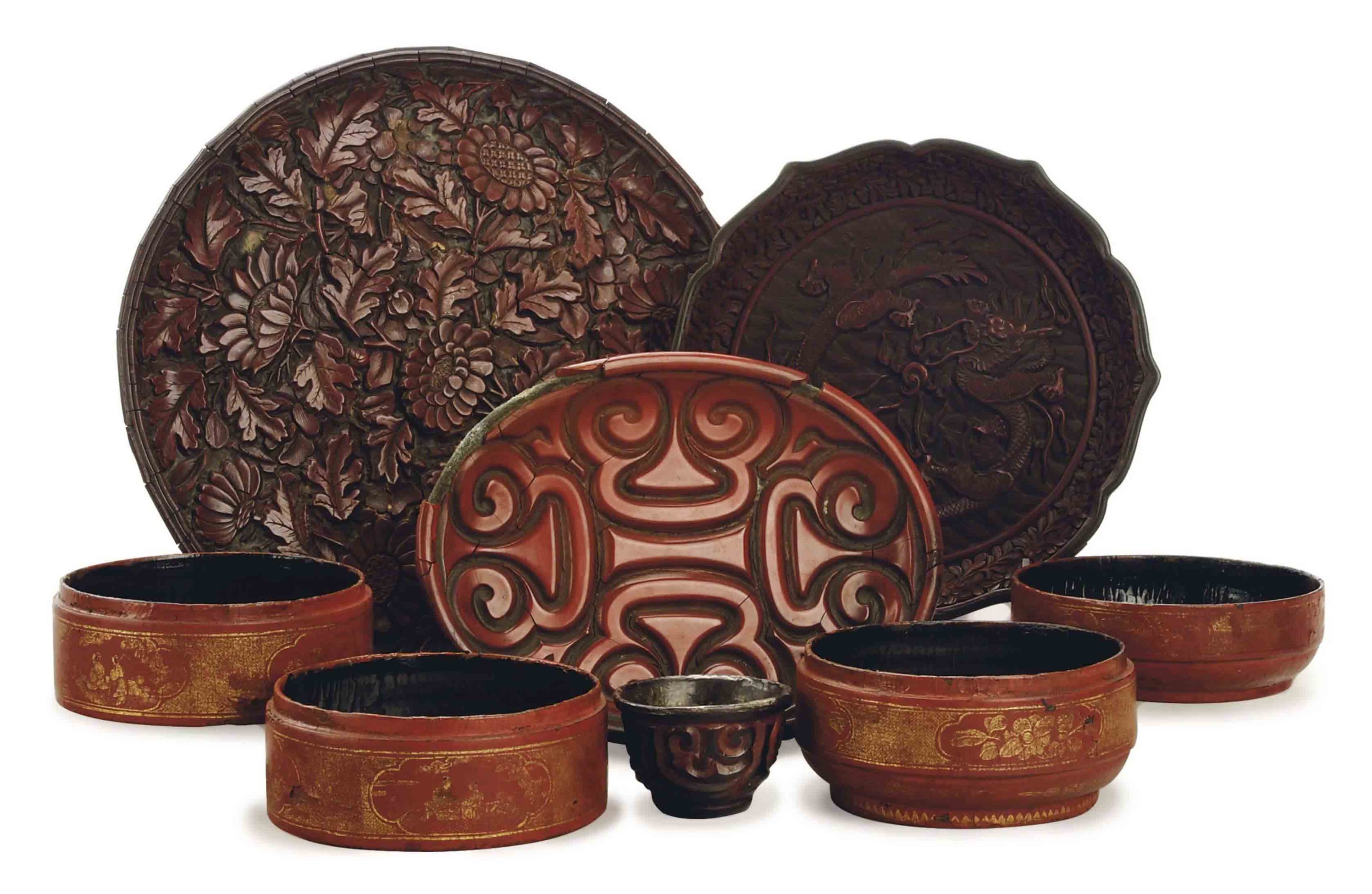 A GROUP OF CHINESE LACQUERWARE, , MINGQING DYNASTY (13681911