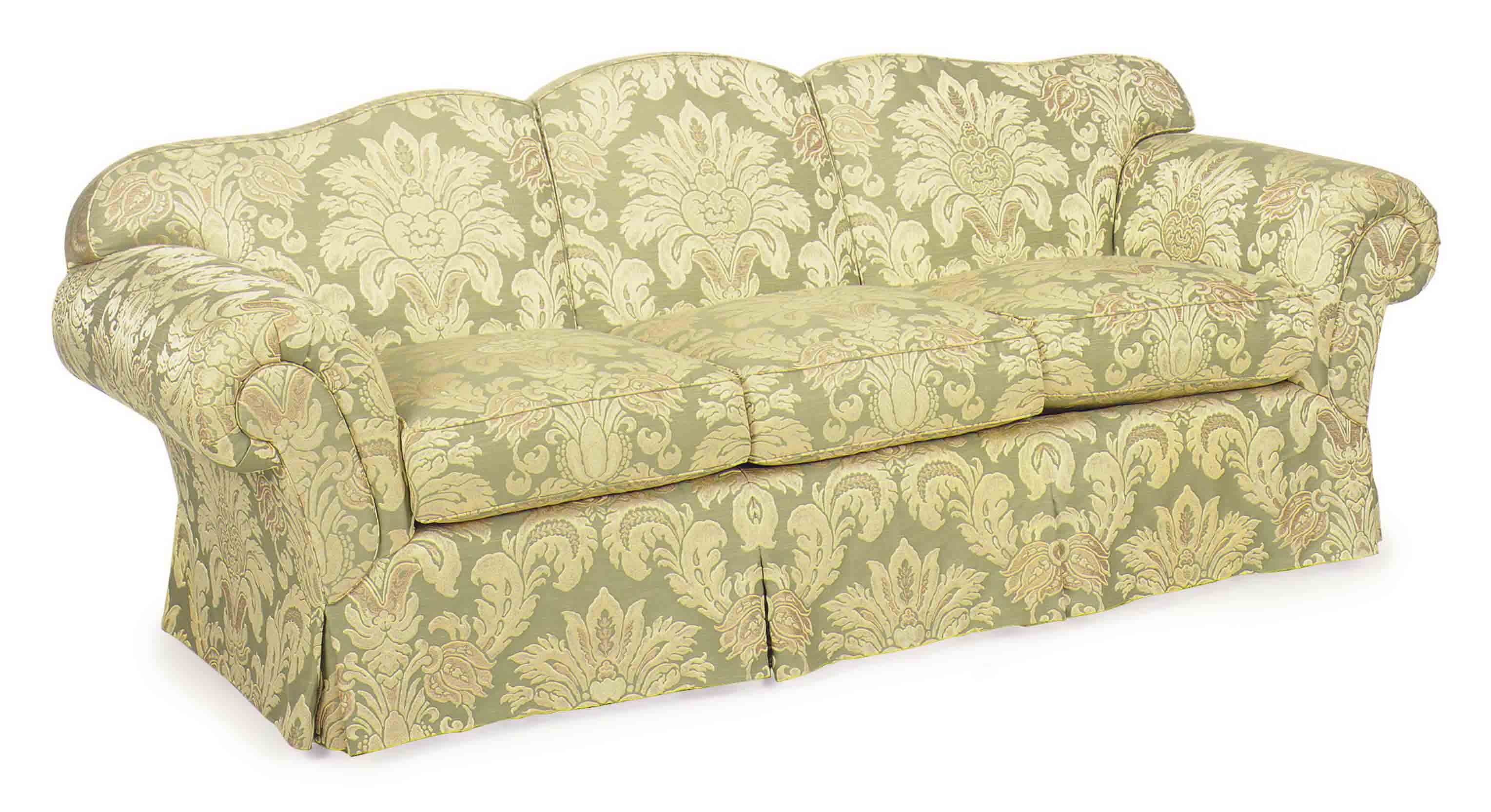 A Green And Yellow Floral Upholstered Sofa Modern Sofa