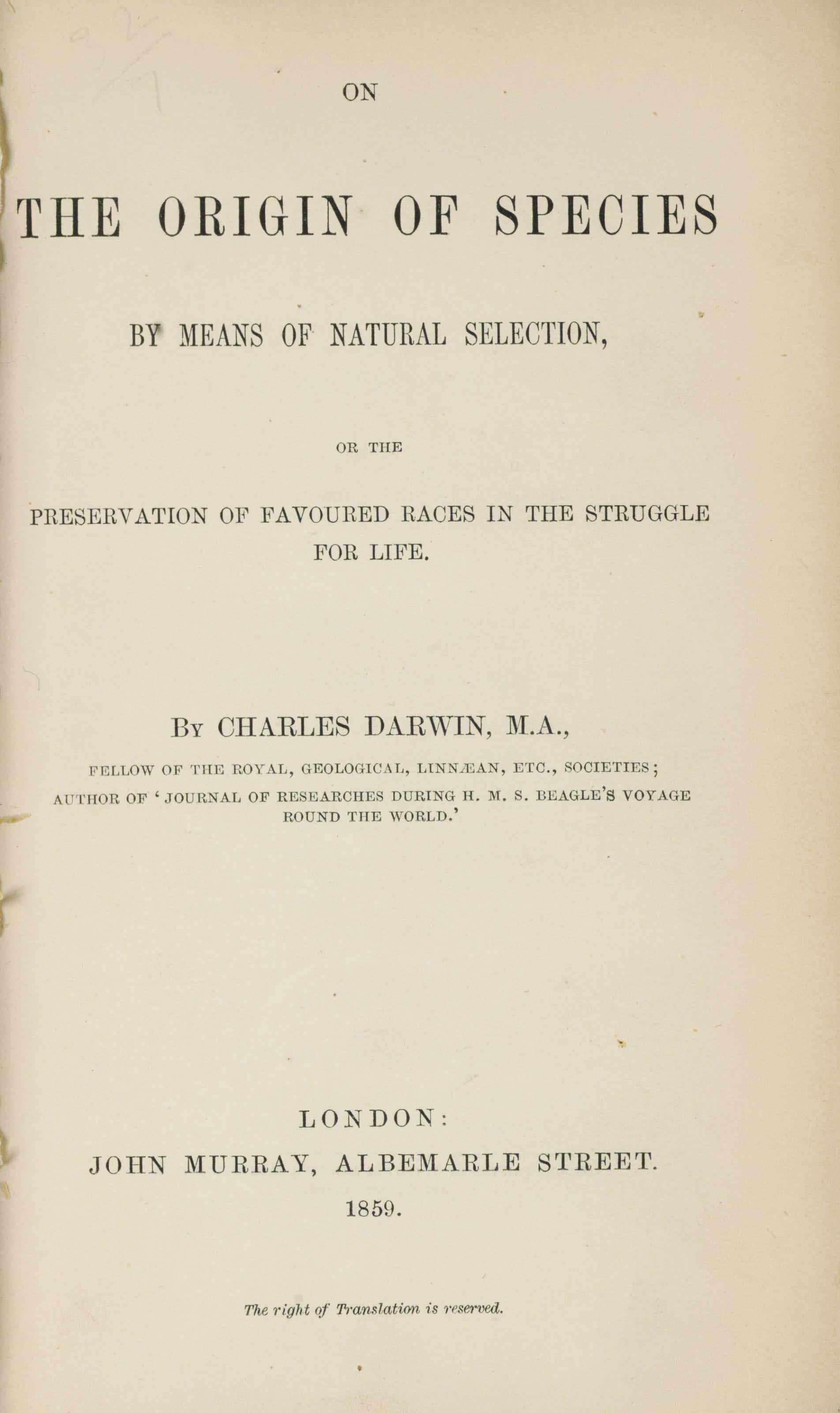on the origin of species 1859