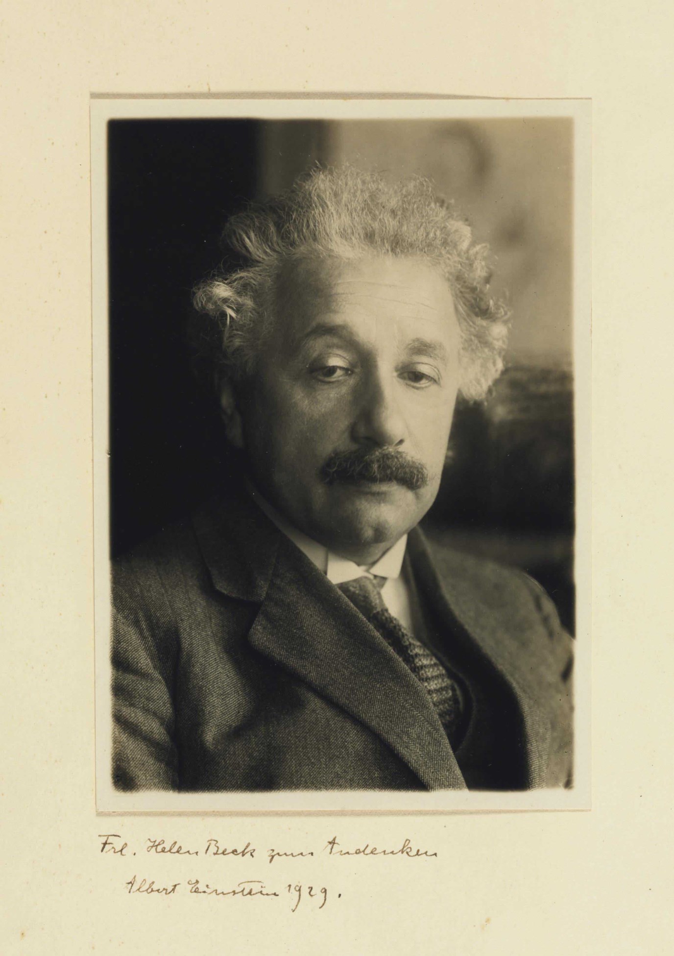 EINSTEIN, Albert. Photograph signed (“Albert Einstein”), 1929. Black