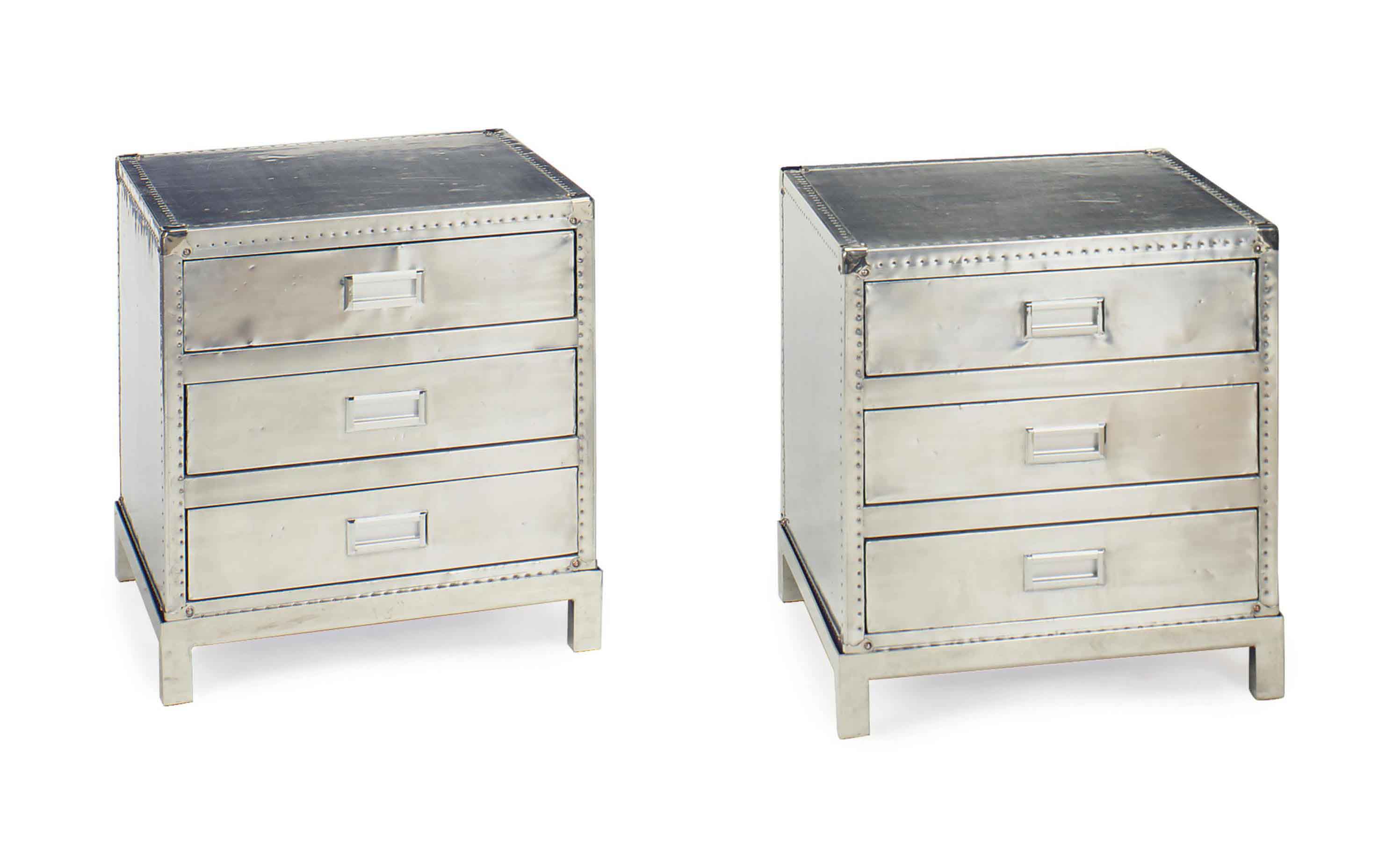 A PAIR OF CONTEMPORARY CHROMEDMETAL CHESTSOFDRAWERS, , MODERN